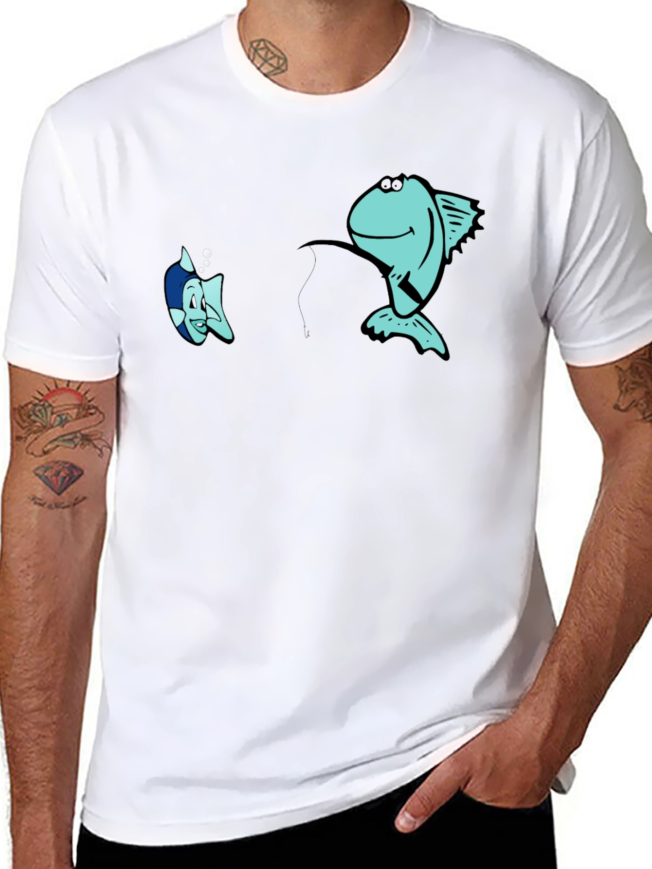 Funny Fishing Graphic Black T-Shirt