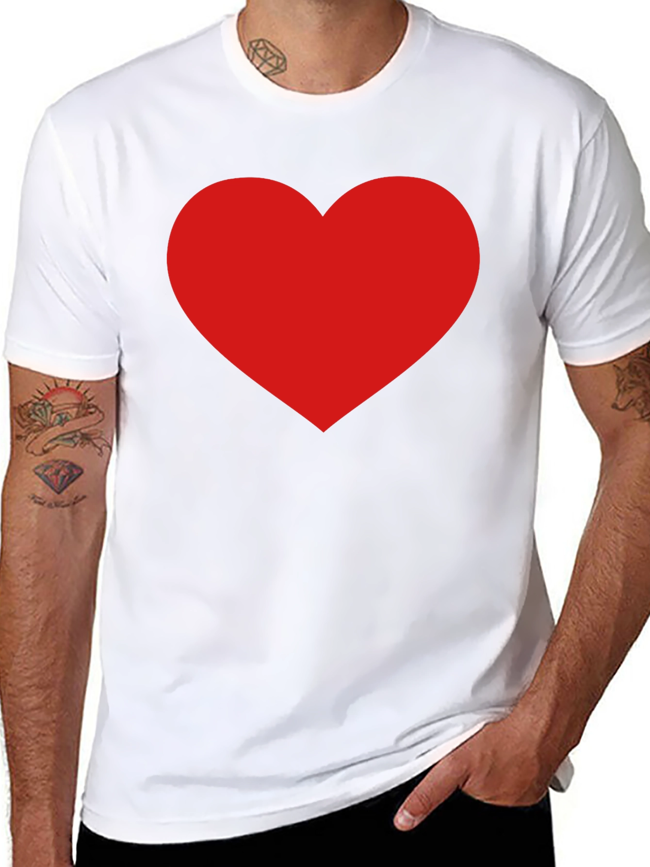 Classic Black Tee with Bold Red Heart Design