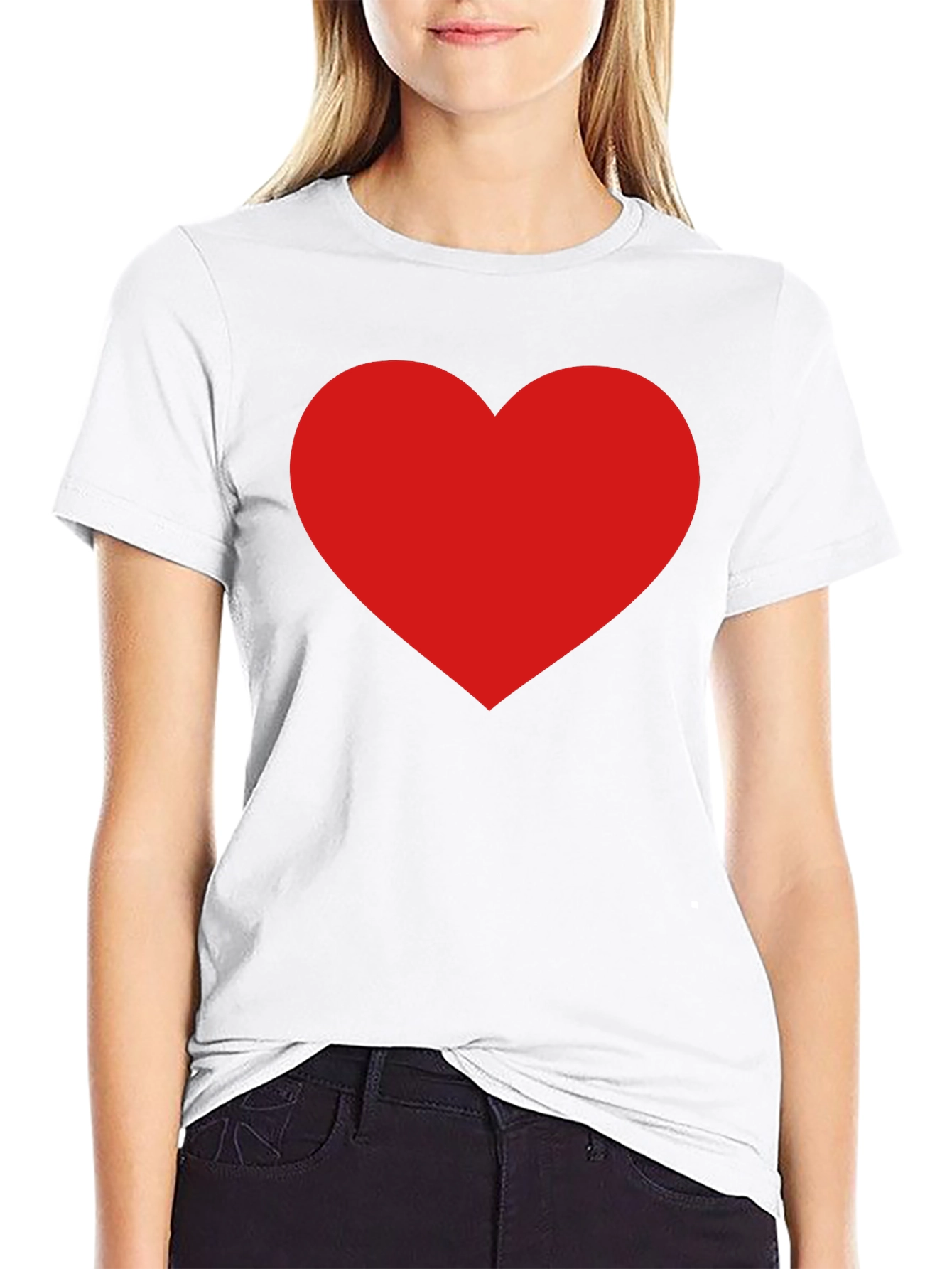 Classic Black Tee with Bold Red Heart Design