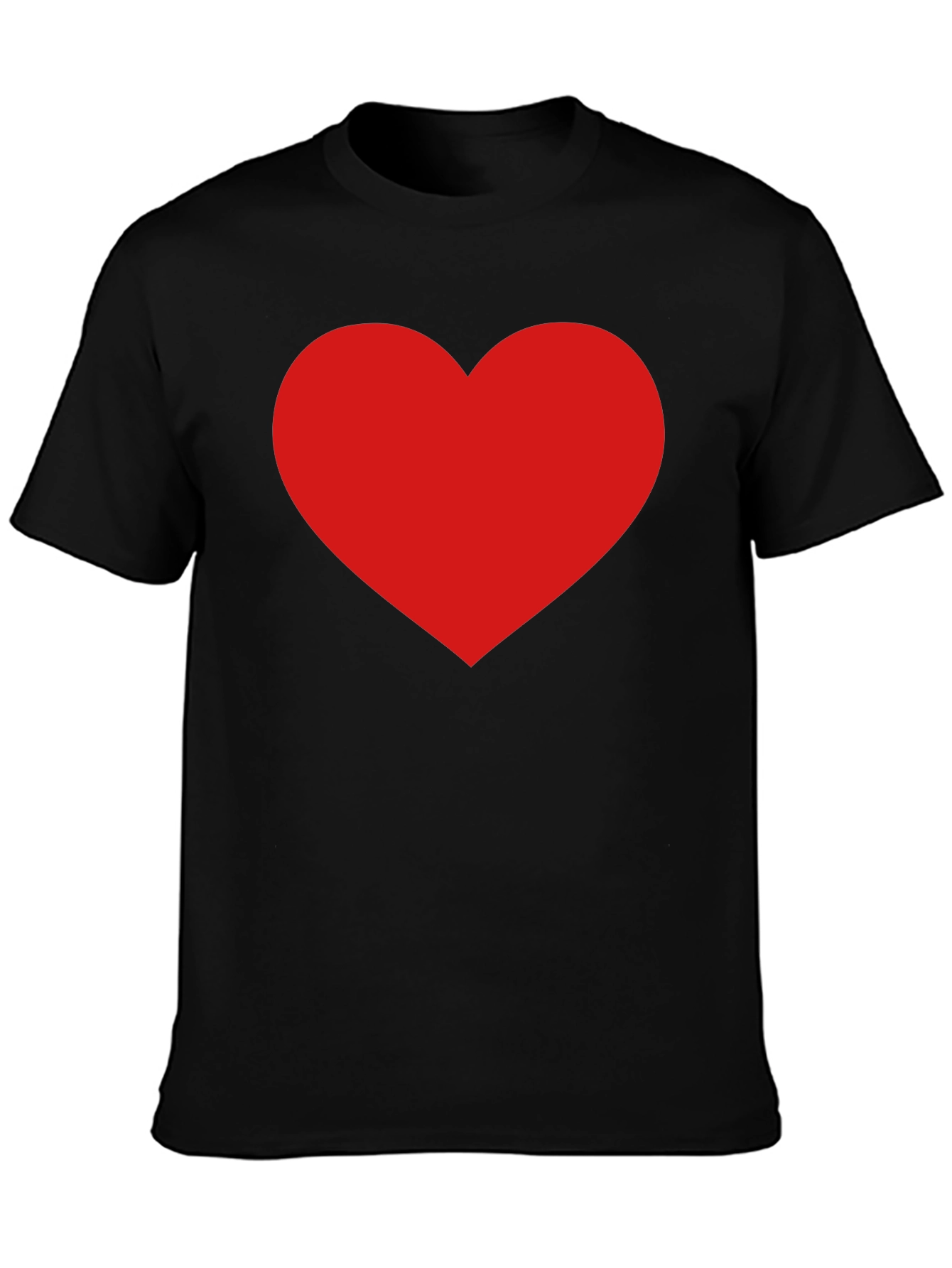Classic Black Tee with Bold Red Heart Design