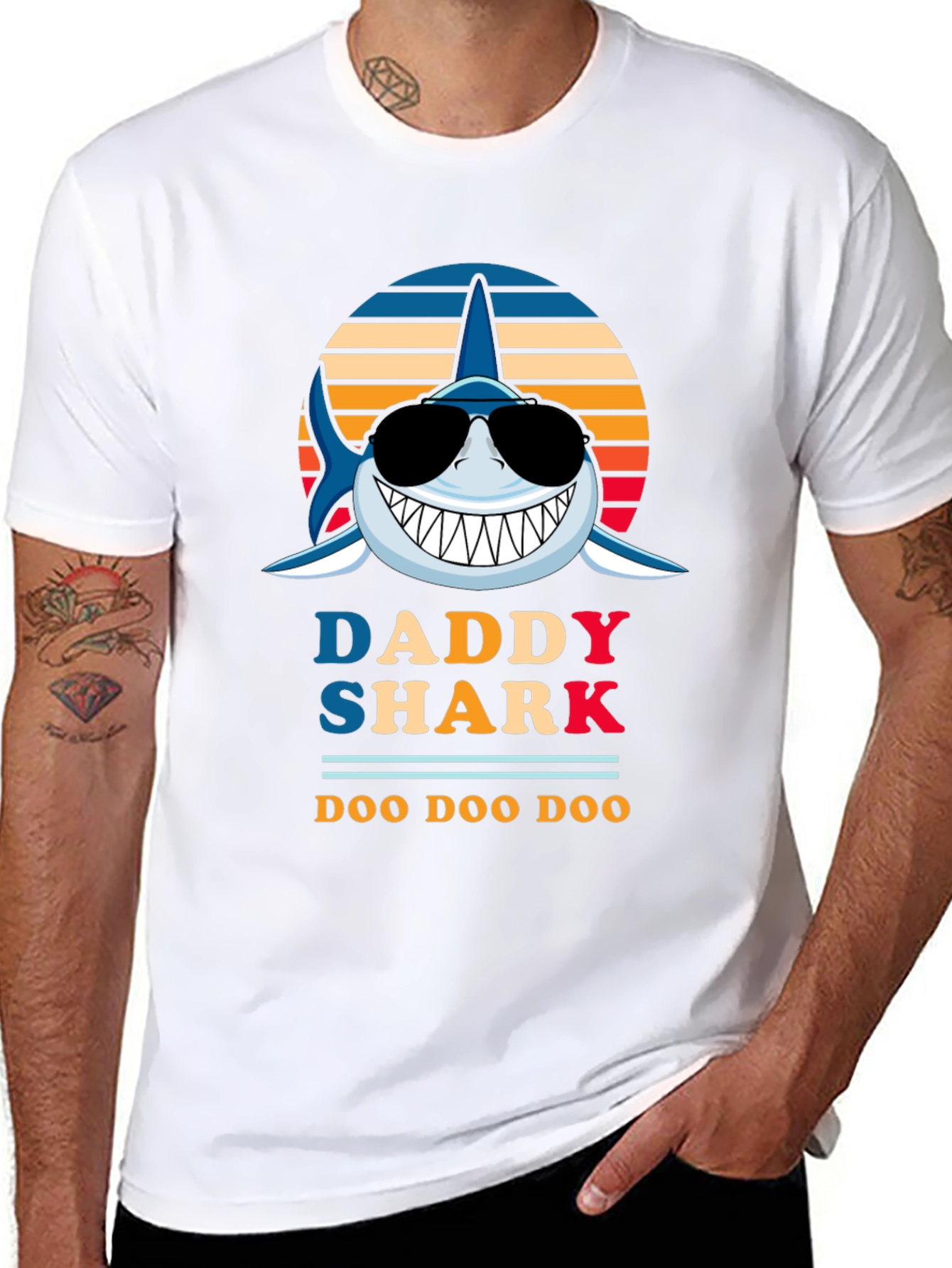 Daddy Shark Graphic Tee - Fun Family Apparel
