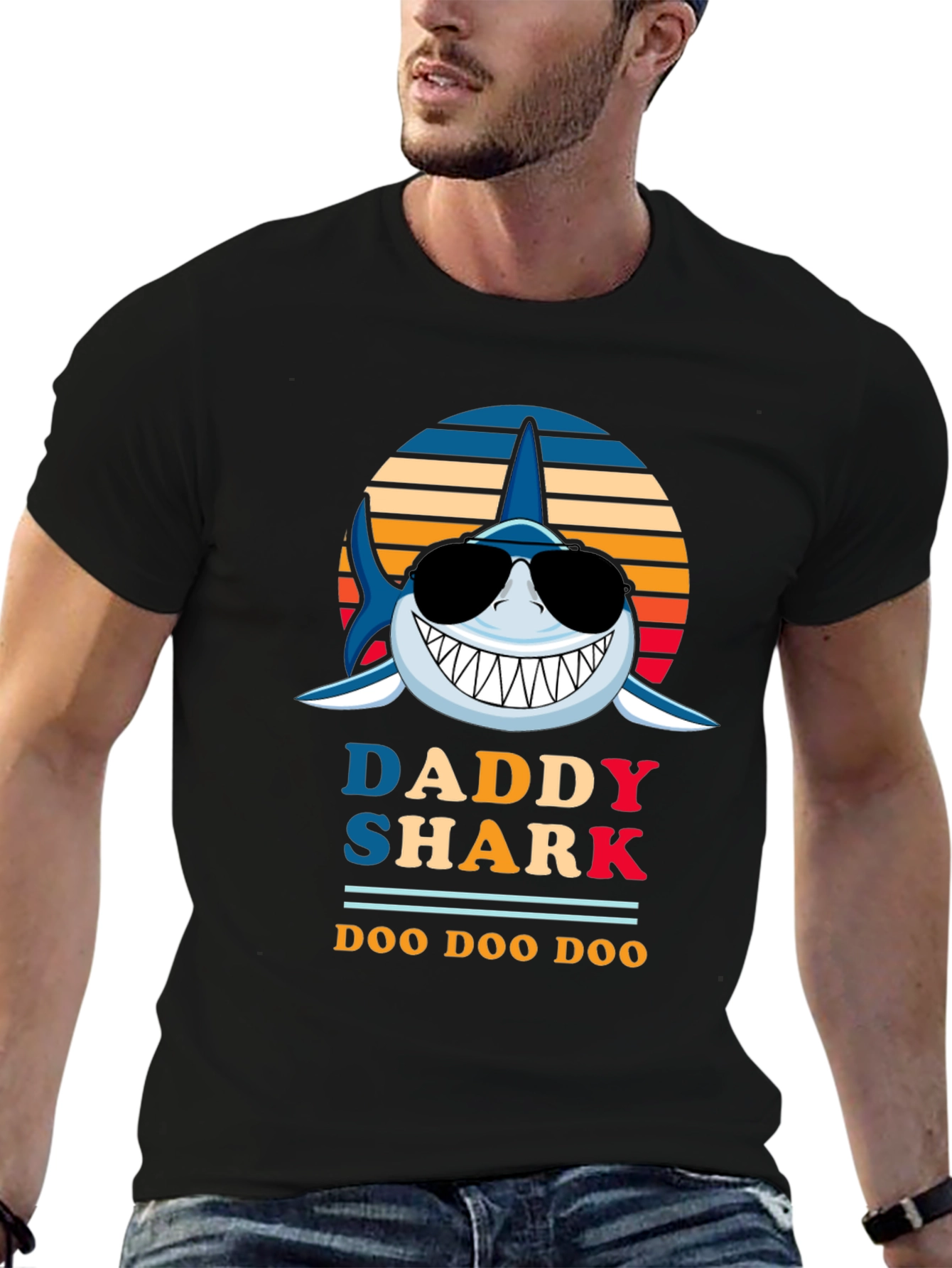 Daddy Shark Graphic Tee - Fun Family Apparel