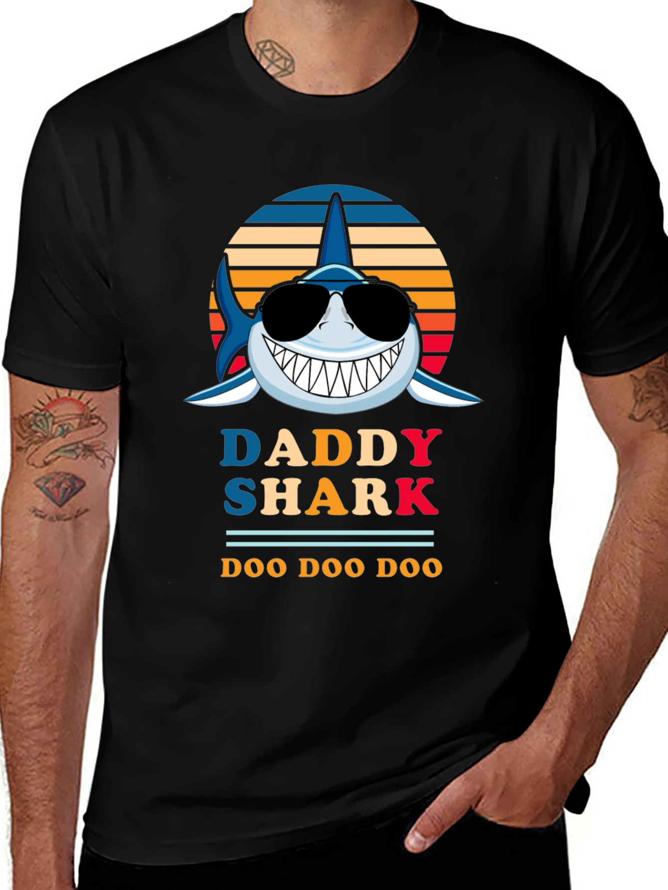 Daddy Shark Graphic Tee - Fun Family Apparel