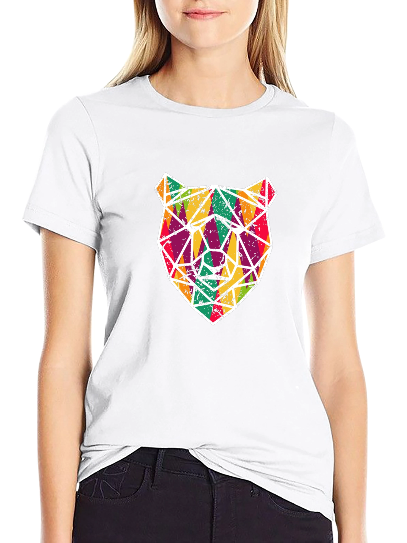 Geometric Bear Graphic T-Shirt - Cool Modern Design