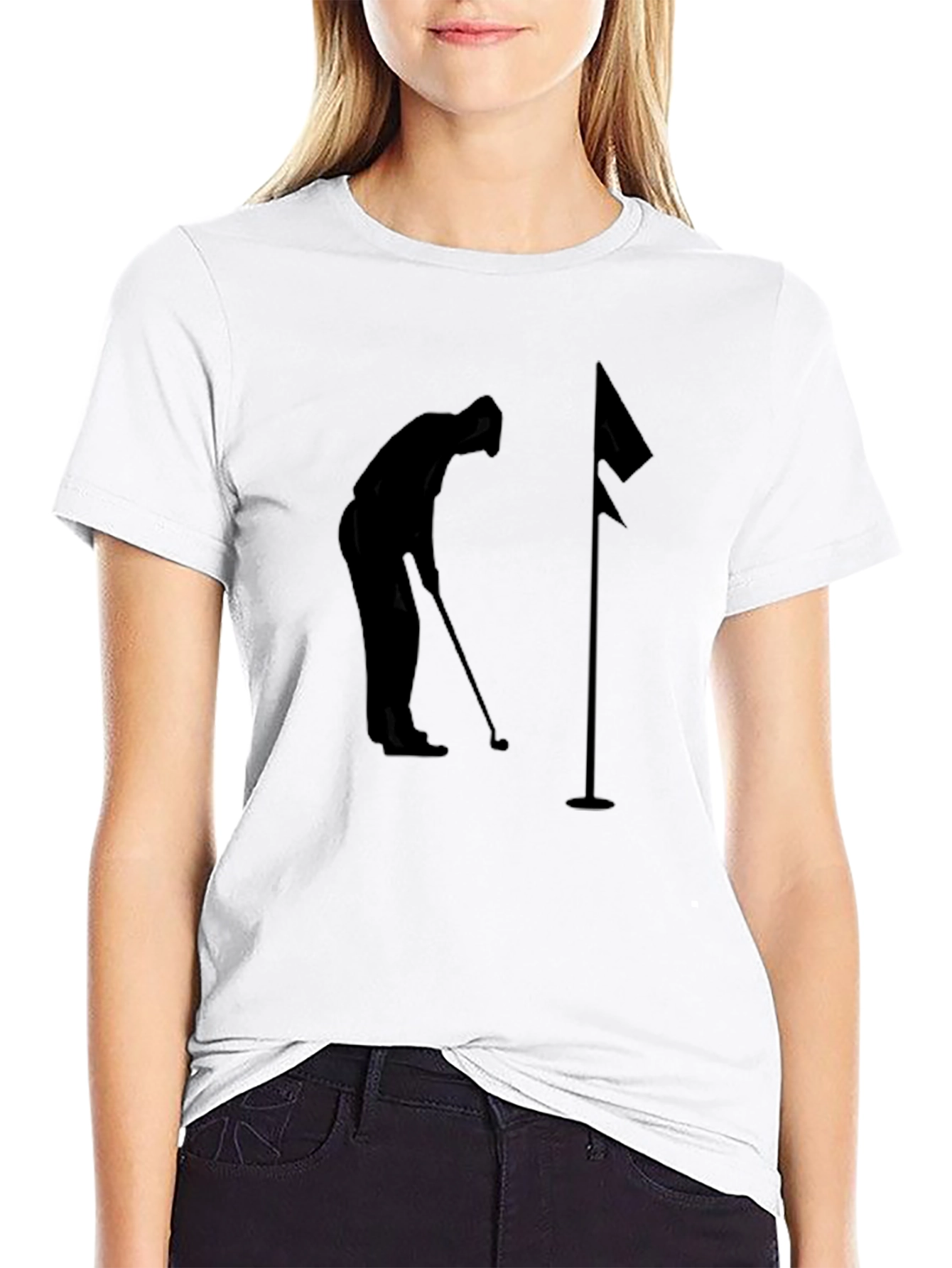 Golfer Silhouette Graphic Tee - Sporty Style