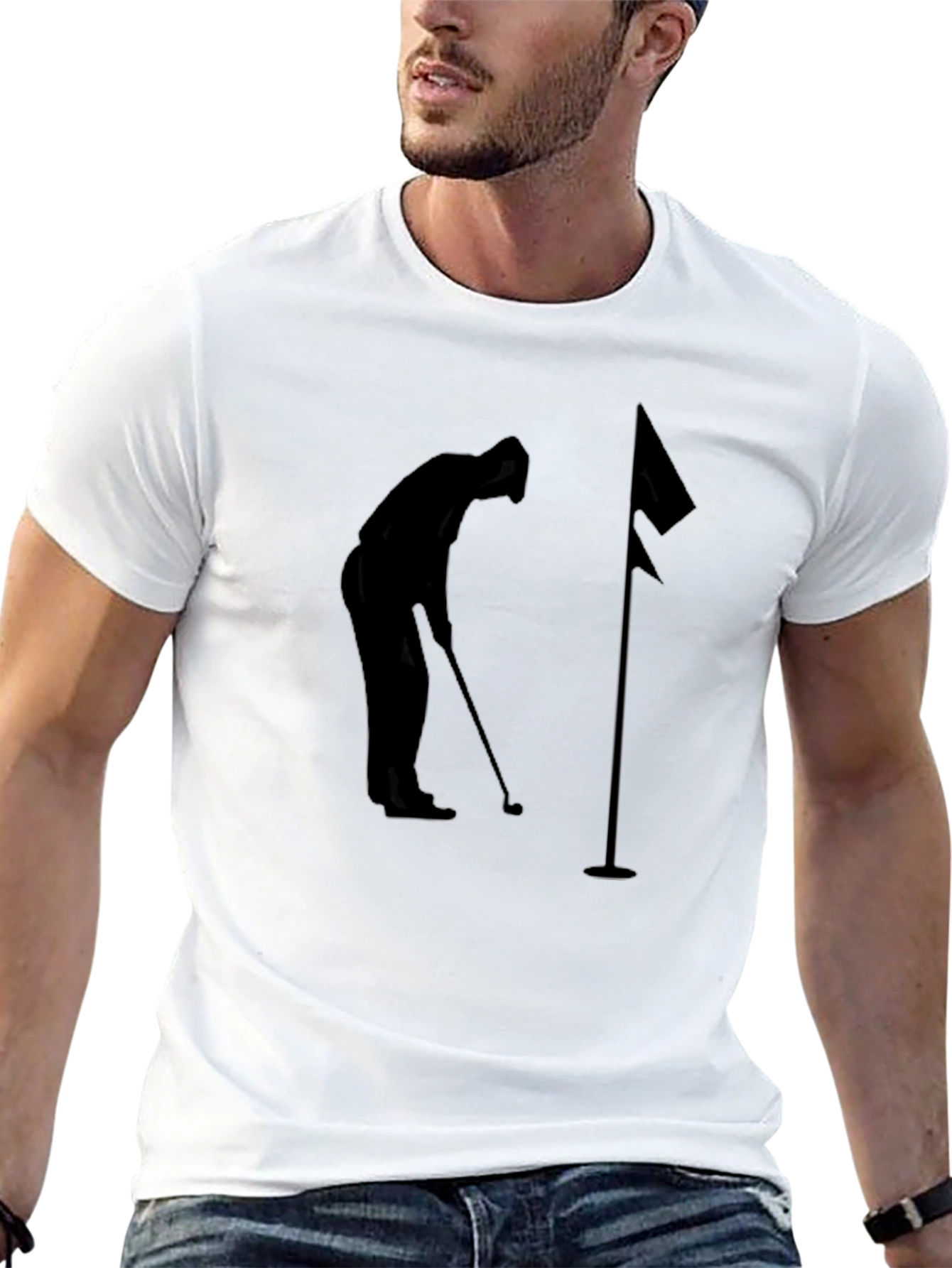 Golfer Silhouette Graphic Tee - Sporty Style