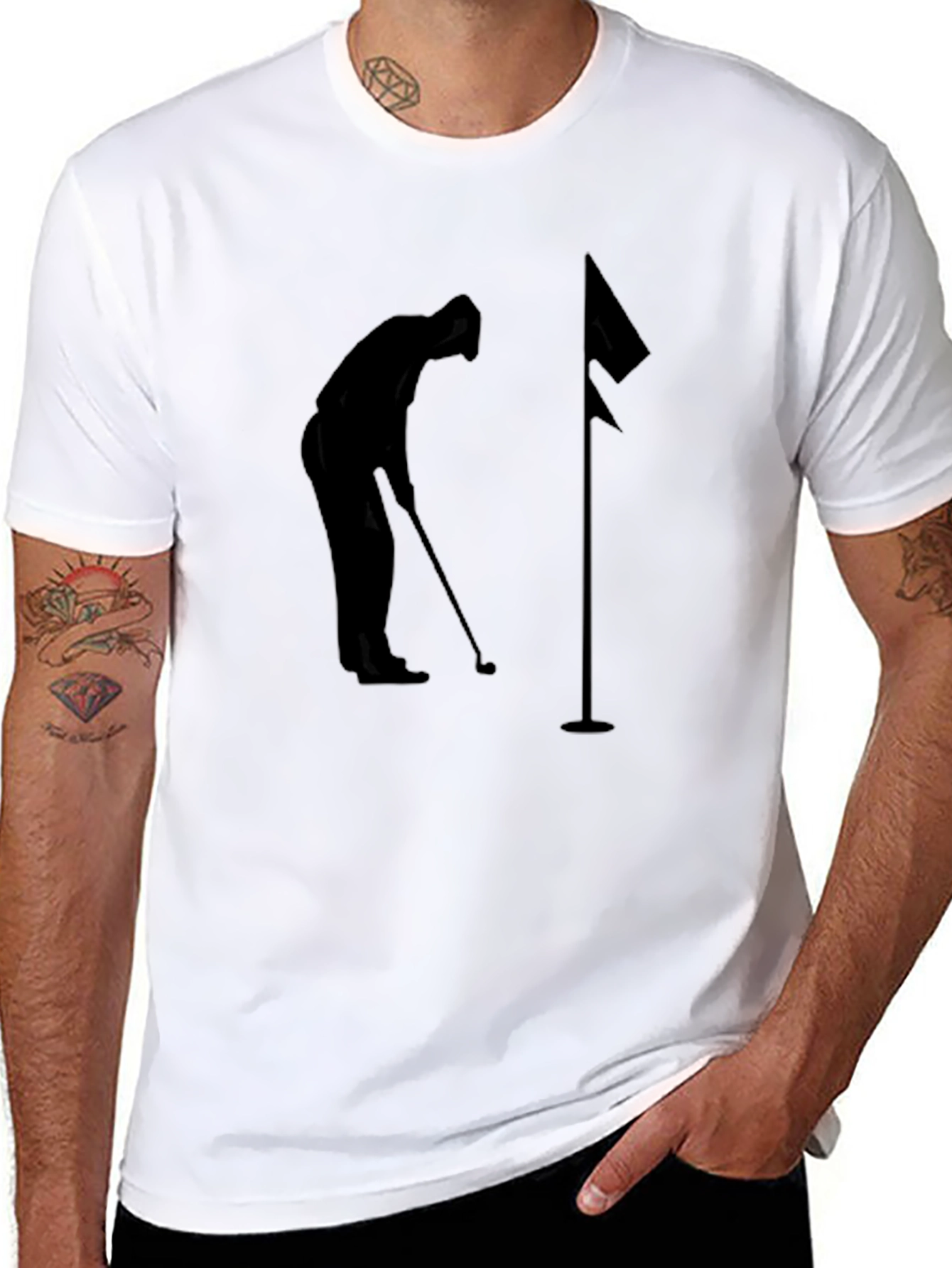 Golfer Silhouette Graphic Tee - Sporty Style