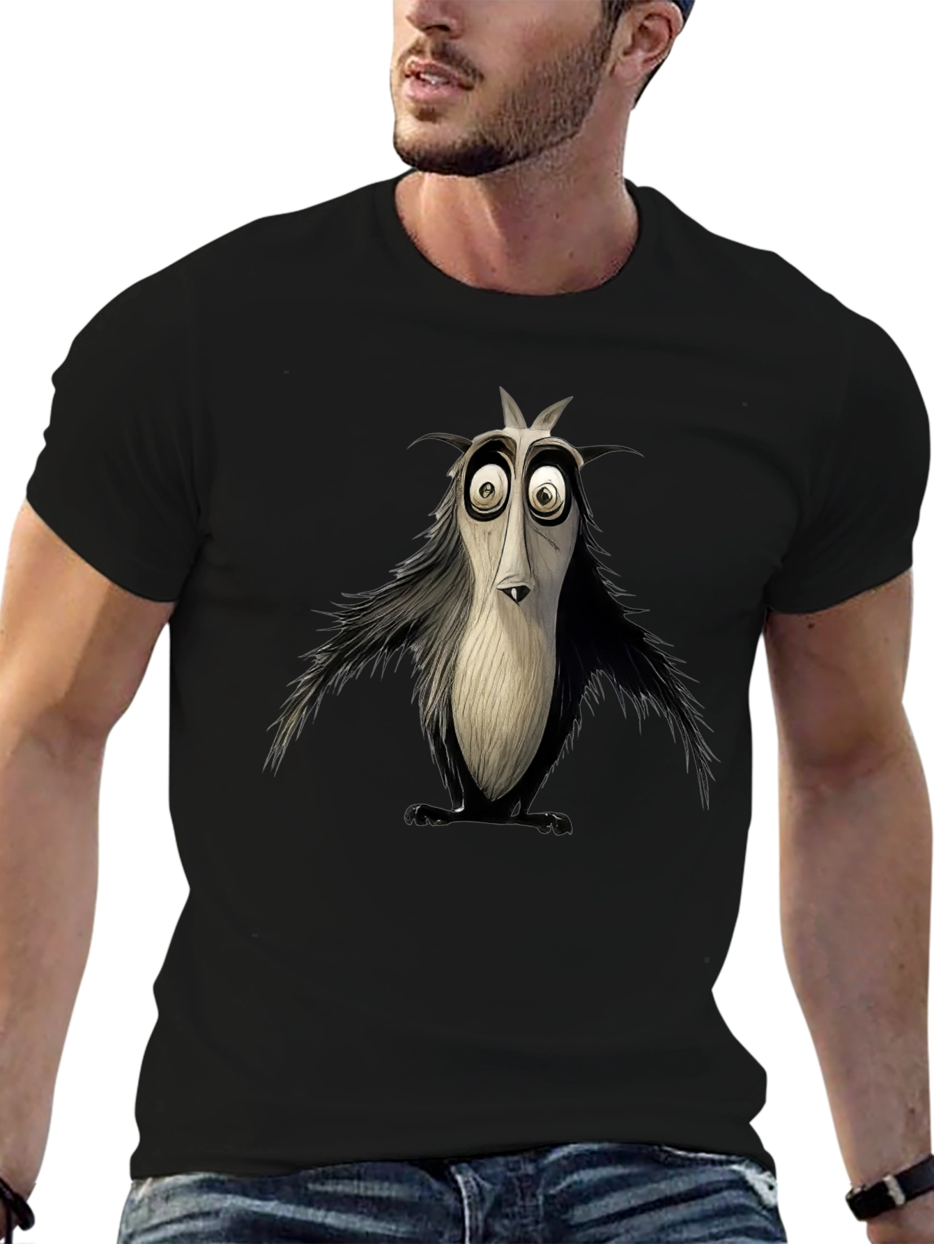 Cartoon Bird Graphic Tee - Black Unique Design
