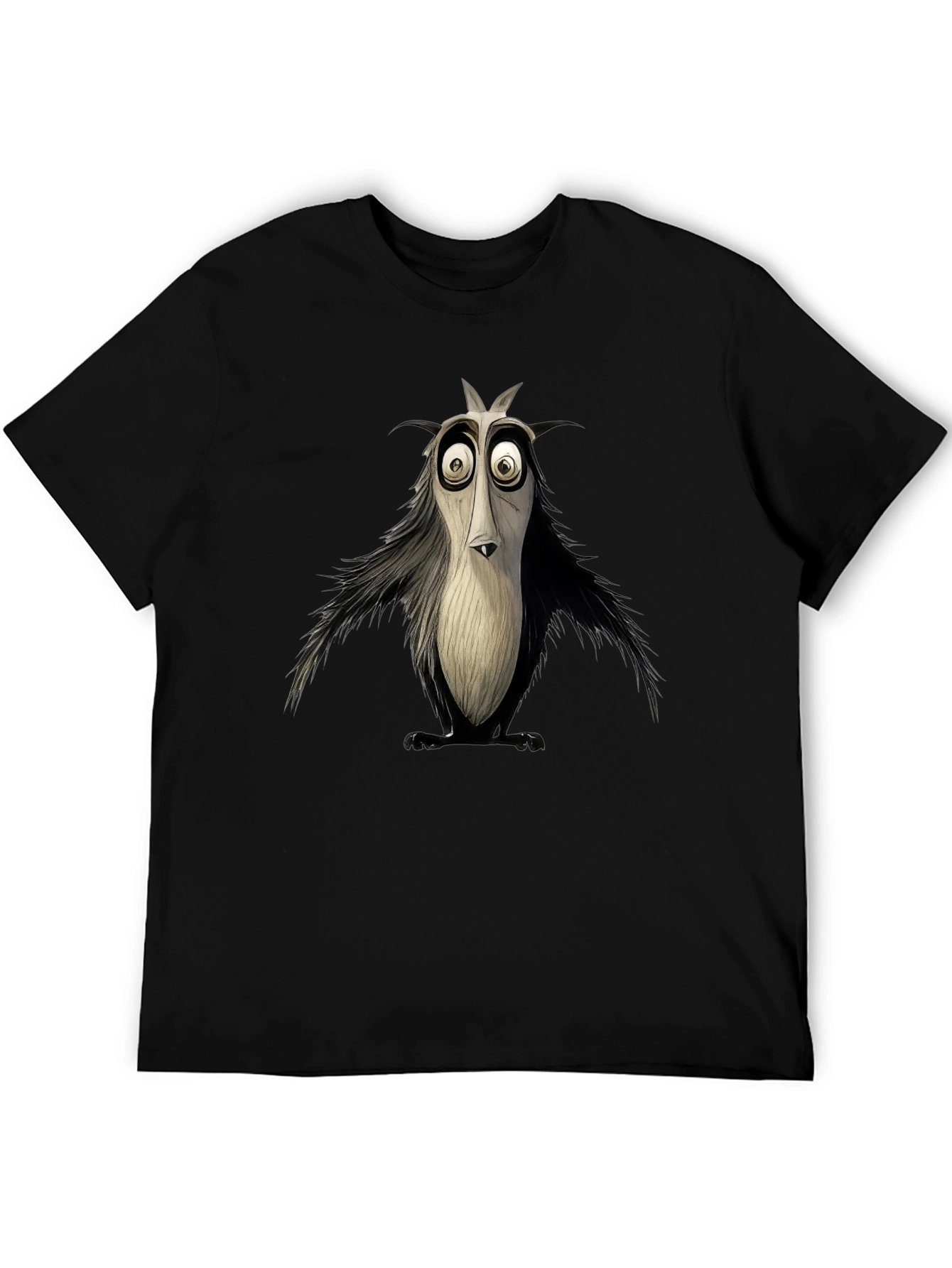 Cartoon Bird Graphic Tee - Black Unique Design