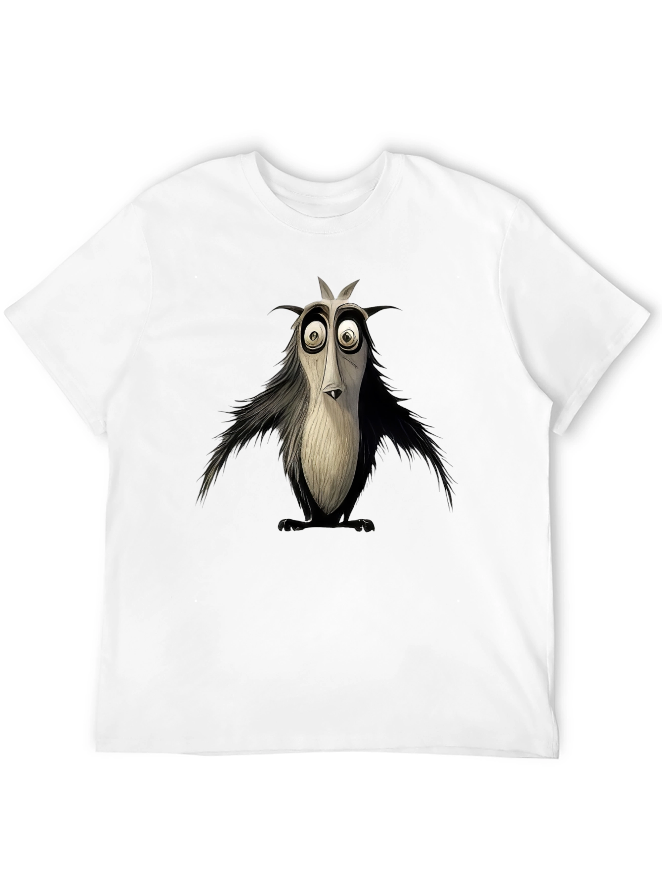 Cartoon Bird Graphic Tee - Black Unique Design