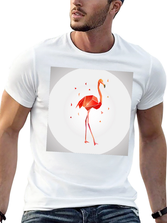 Geometric Flamingo Graphic Tee - Modern Black T-Shirt
