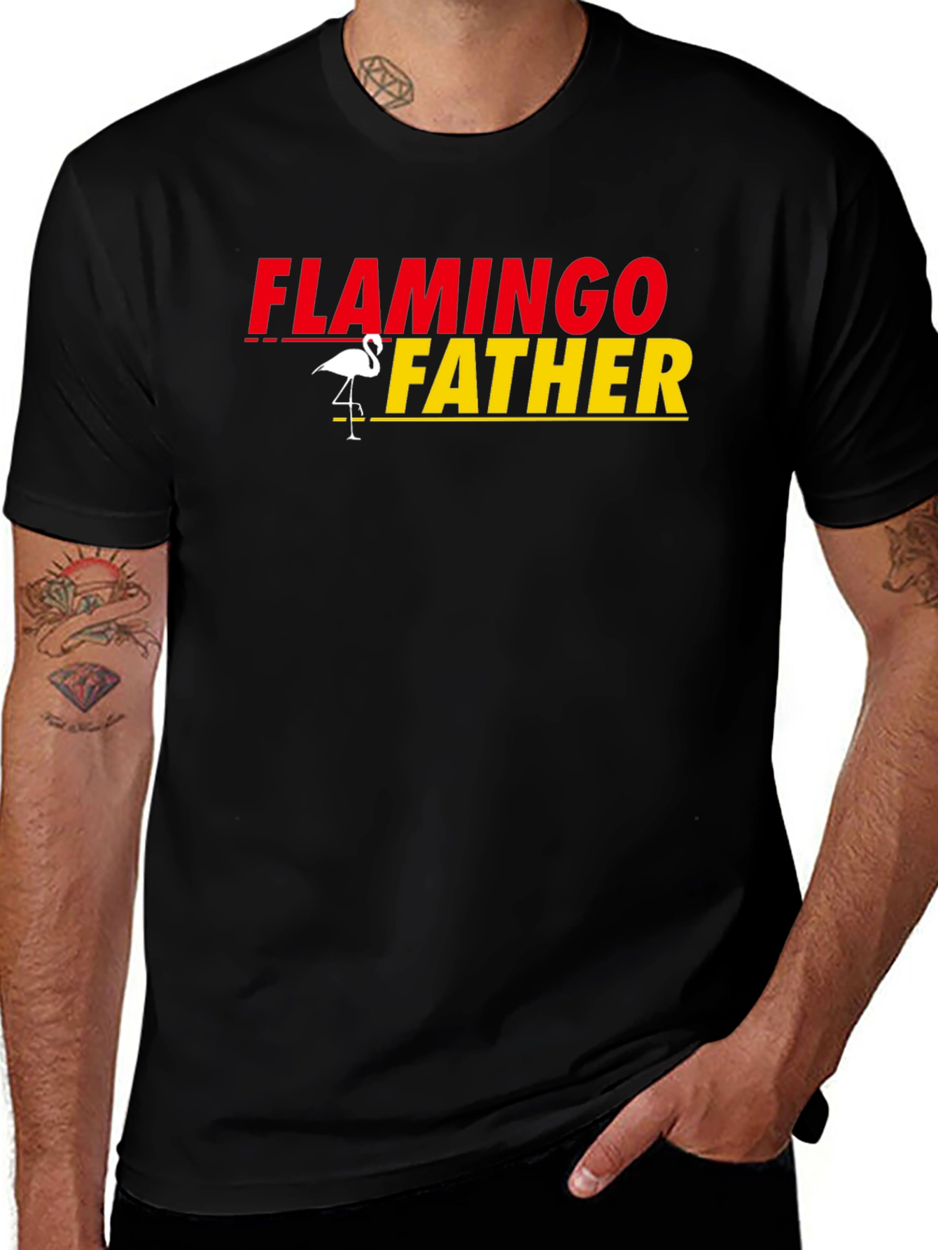 Flamingo Father Graphic Tee - Perfect Dad Gift!