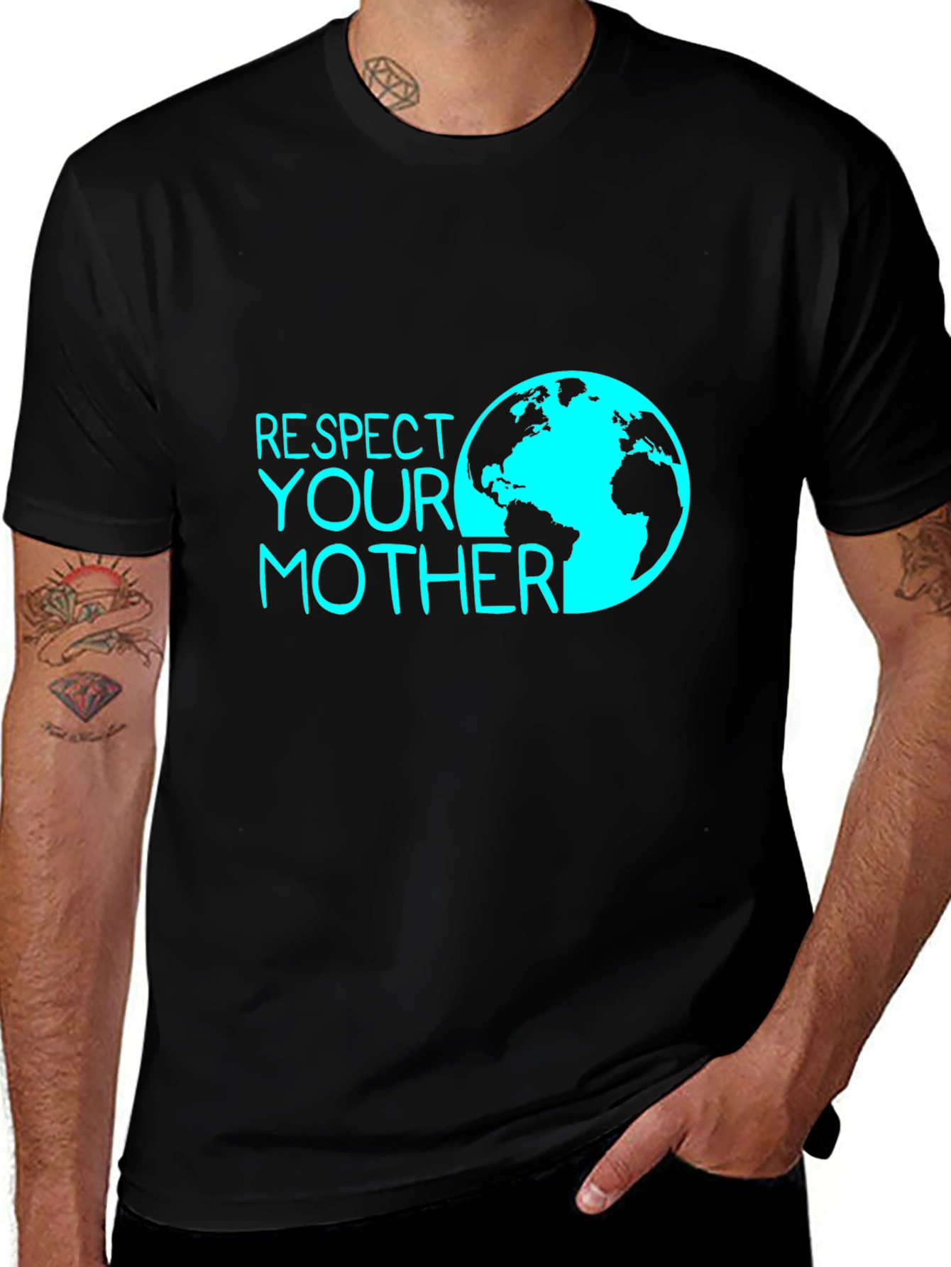 Respect Your Mother Earth Tee - Black Graphic T-Shirt