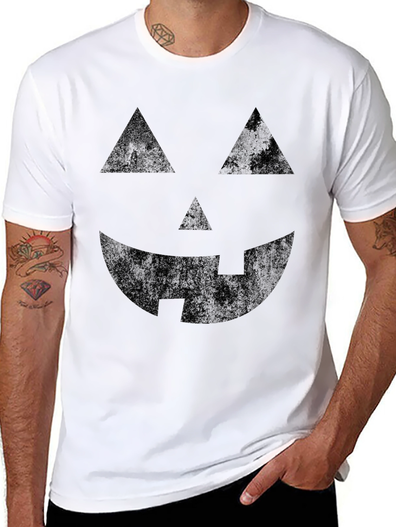 Halloween Pumpkin Face Black T-Shirt