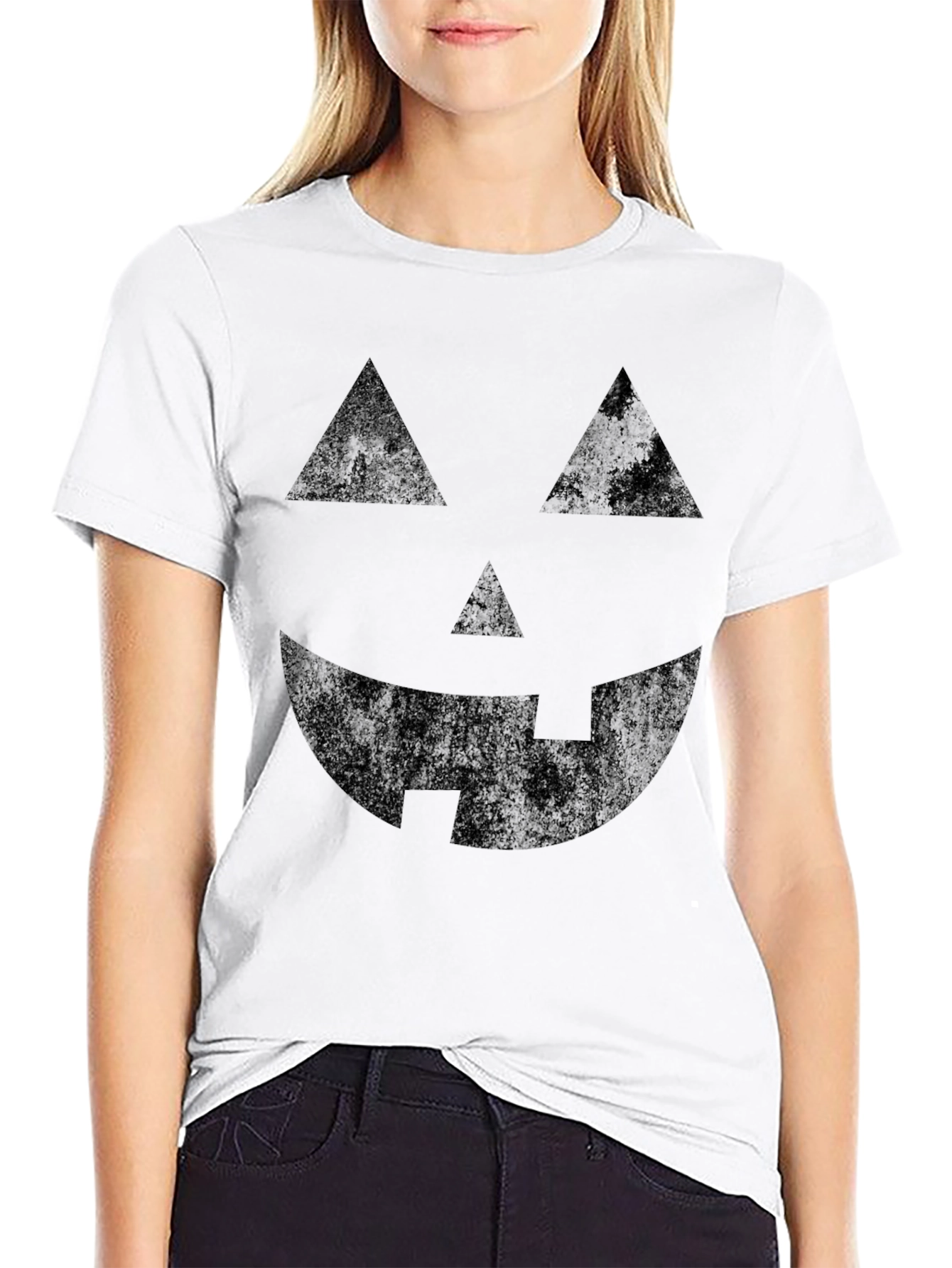 Halloween Pumpkin Face Black T-Shirt