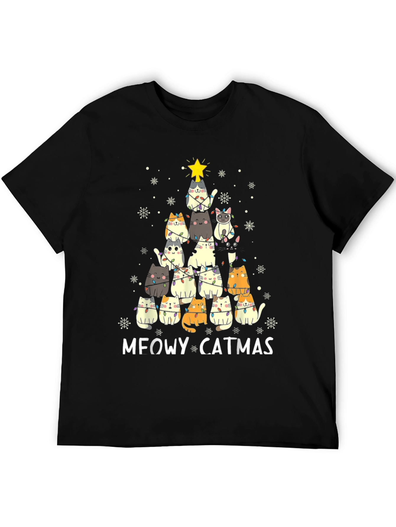 Meowy Catmas T-Shirt - Holiday Cat Christmas Tree Tee