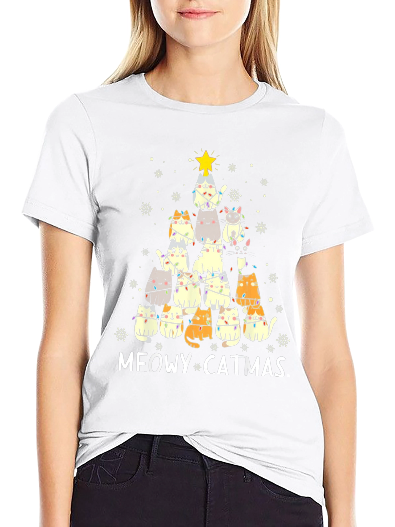 Meowy Catmas T-Shirt - Holiday Cat Christmas Tree Tee