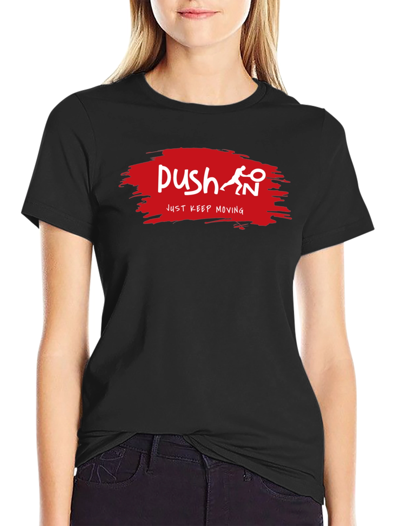Push Just Keep Moving Black T-Shirt