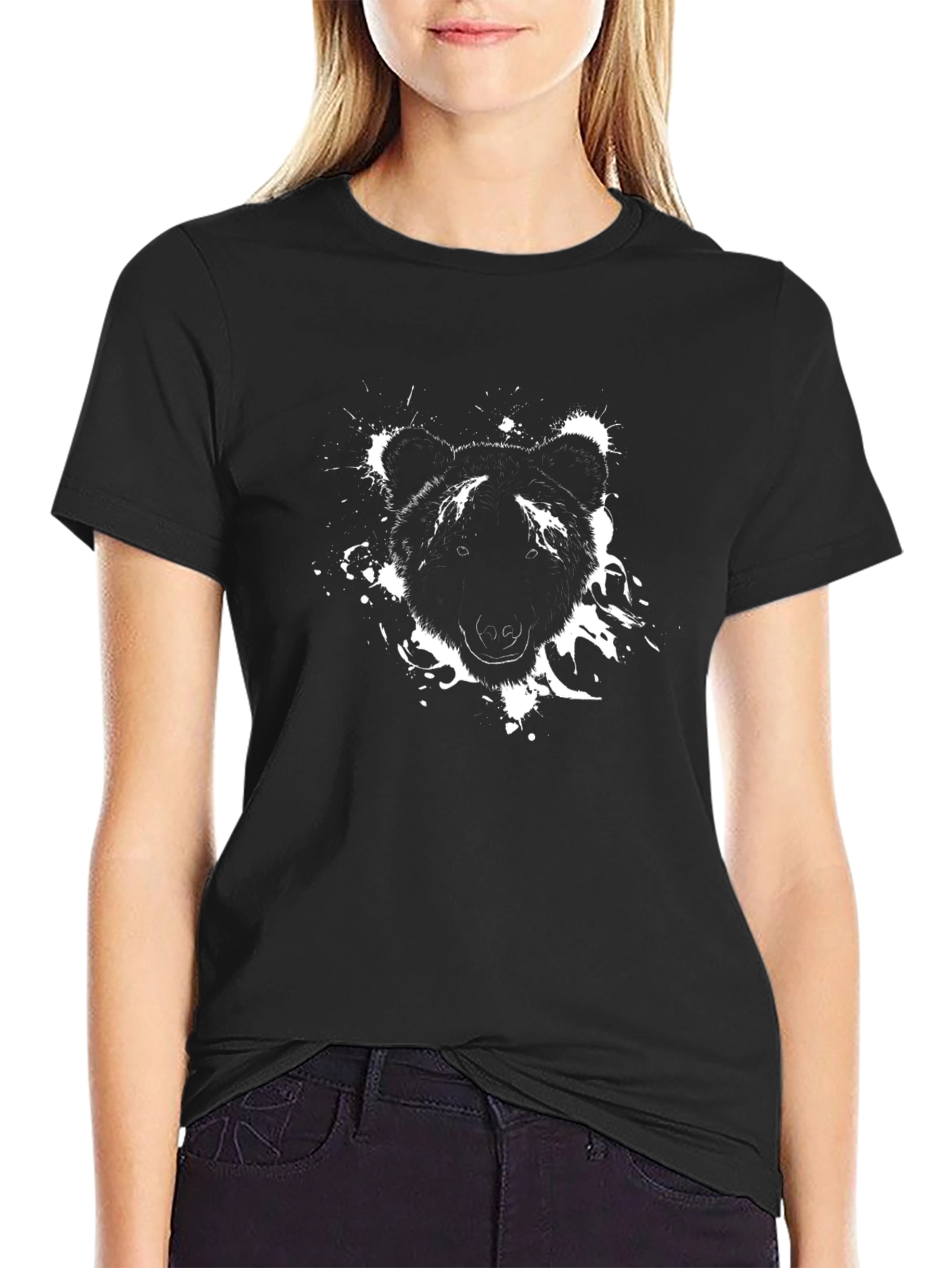Bear Graphic Print T-Shirt - Casual Style