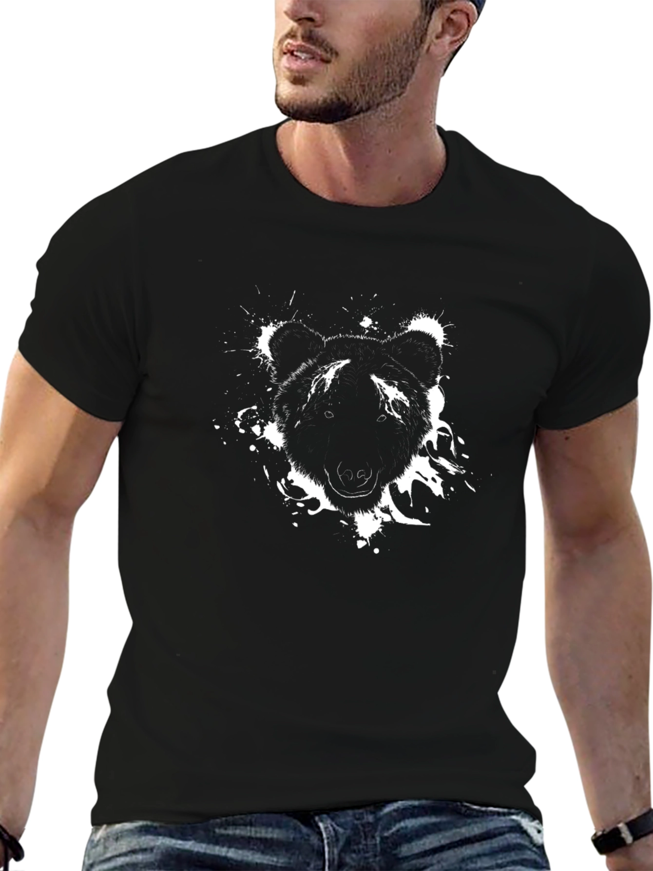 Bear Graphic Print T-Shirt - Casual Style