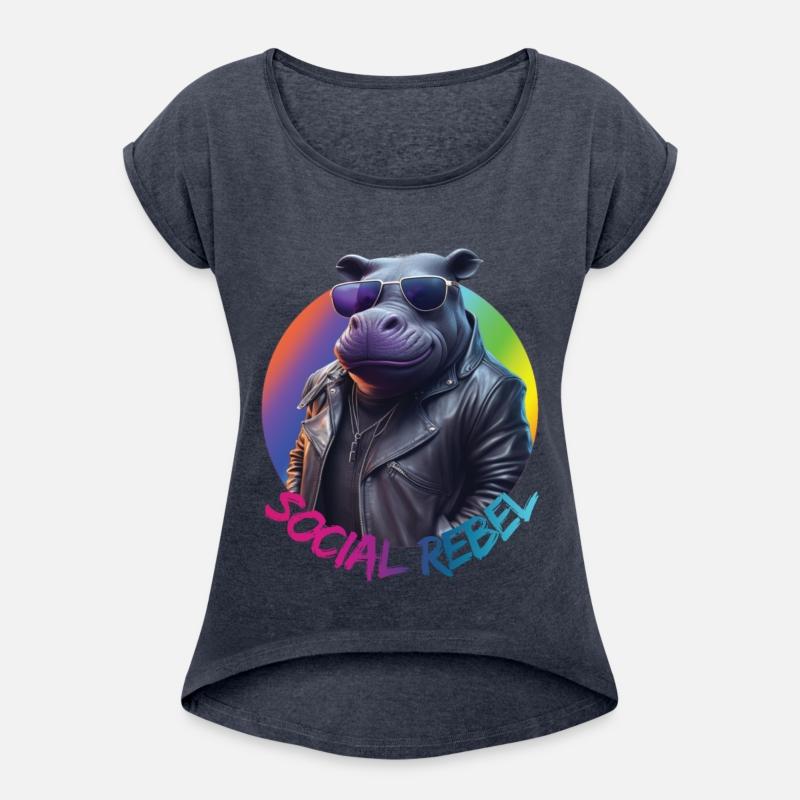 Hippopotamus in sunglasses and a leather jacket