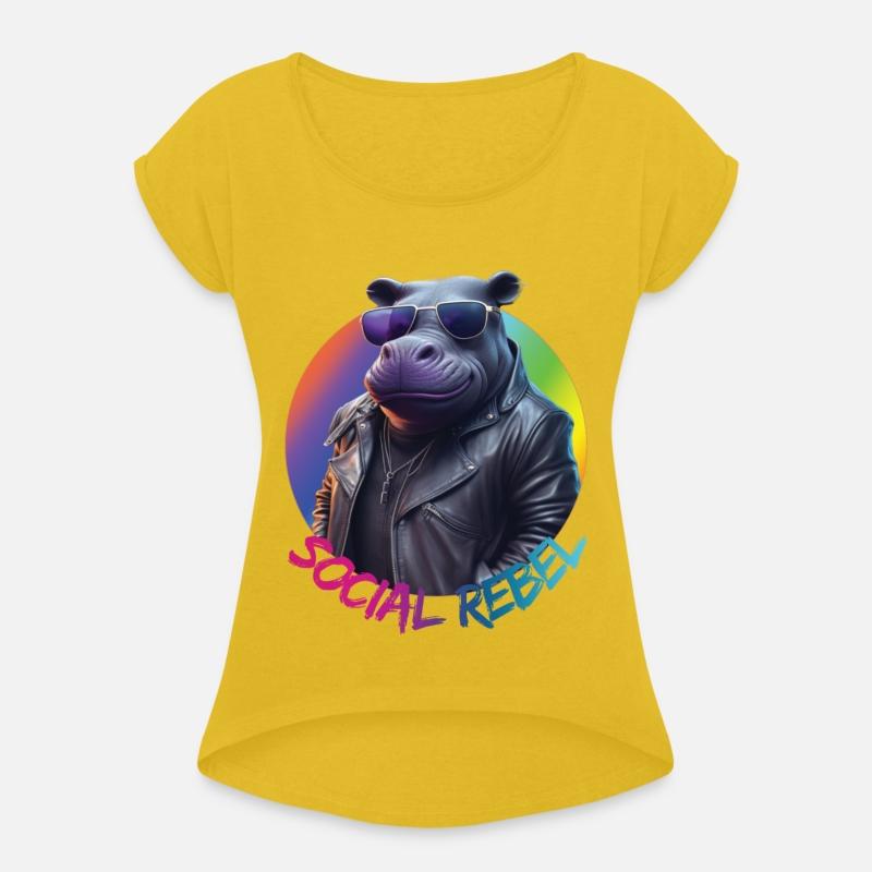 Hippopotamus in sunglasses and a leather jacket