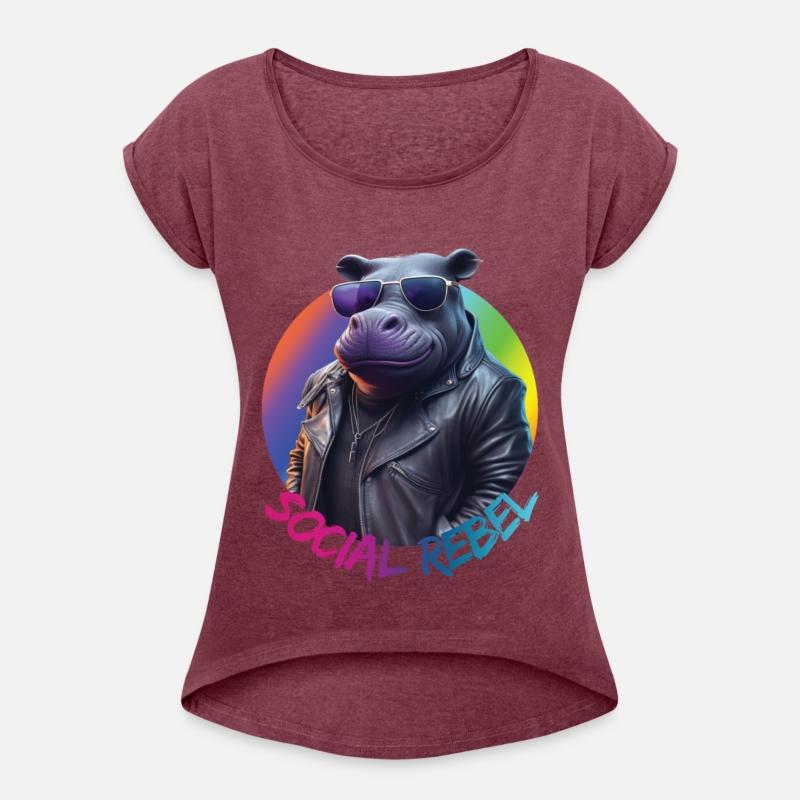 Hippopotamus in sunglasses and a leather jacket