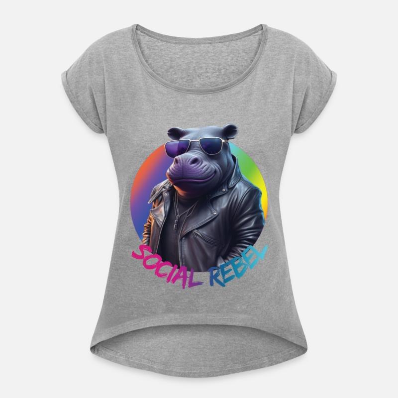 Hippopotamus in sunglasses and a leather jacket