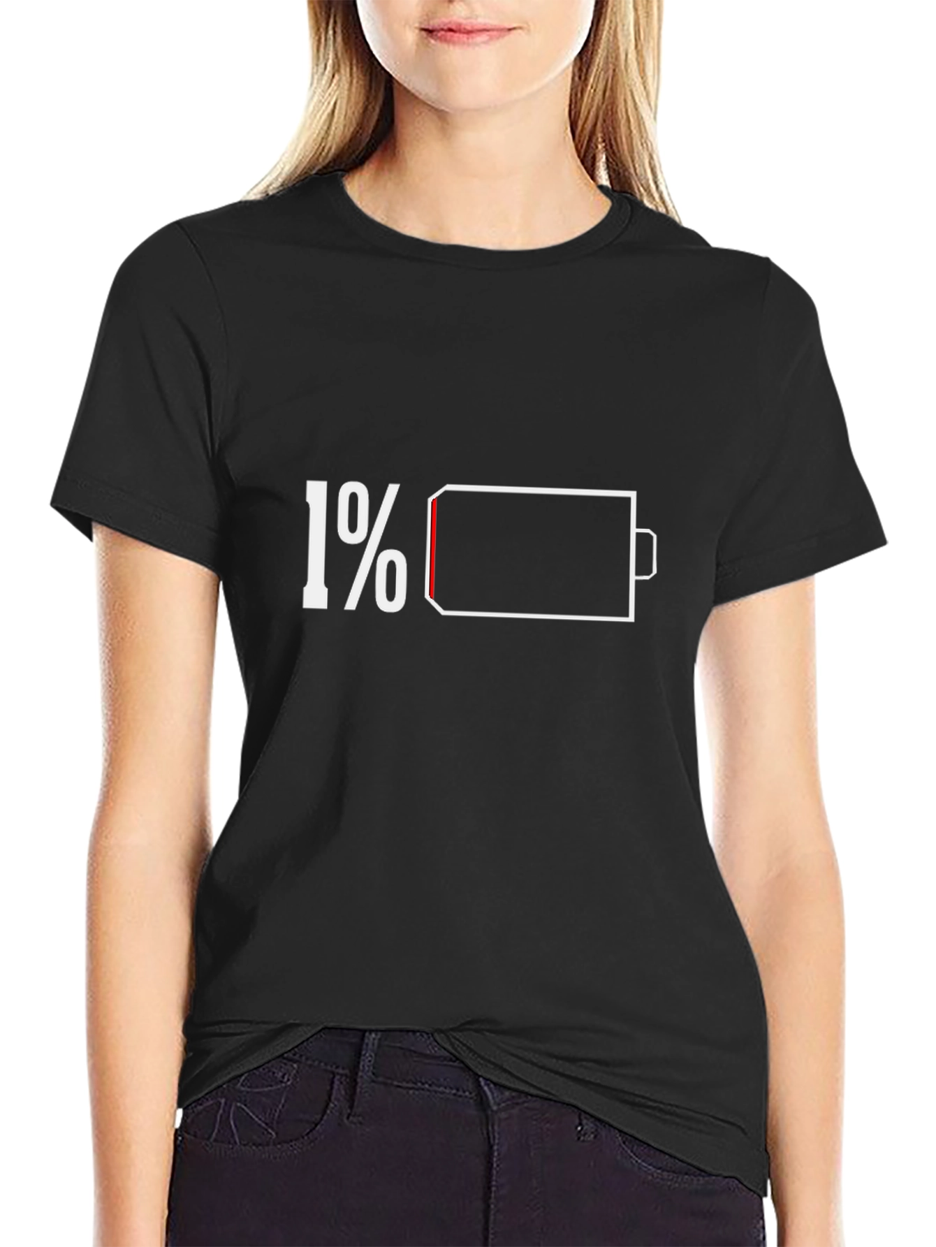 Low Battery T-Shirt - Black Funny Graphic Tee