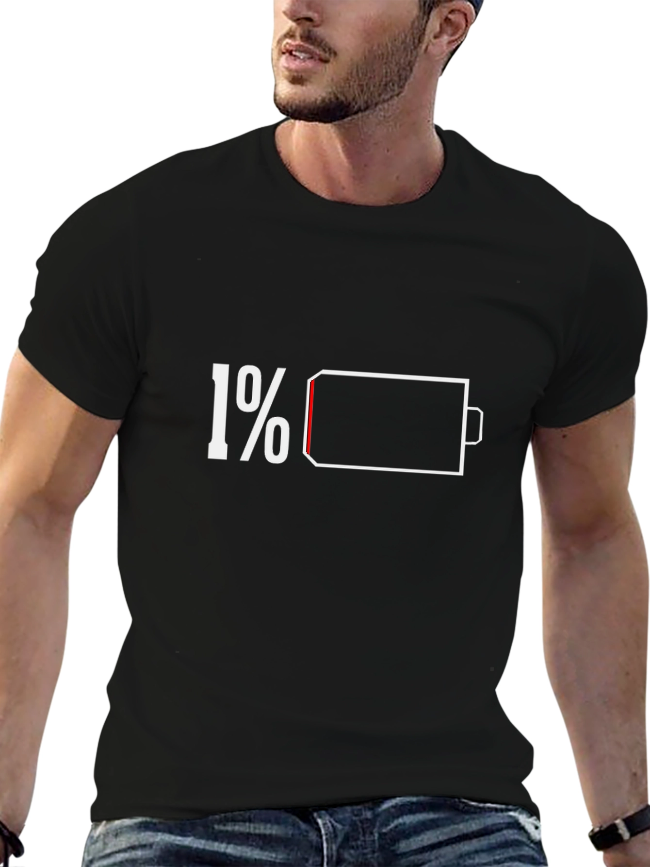 Low Battery T-Shirt - Black Funny Graphic Tee