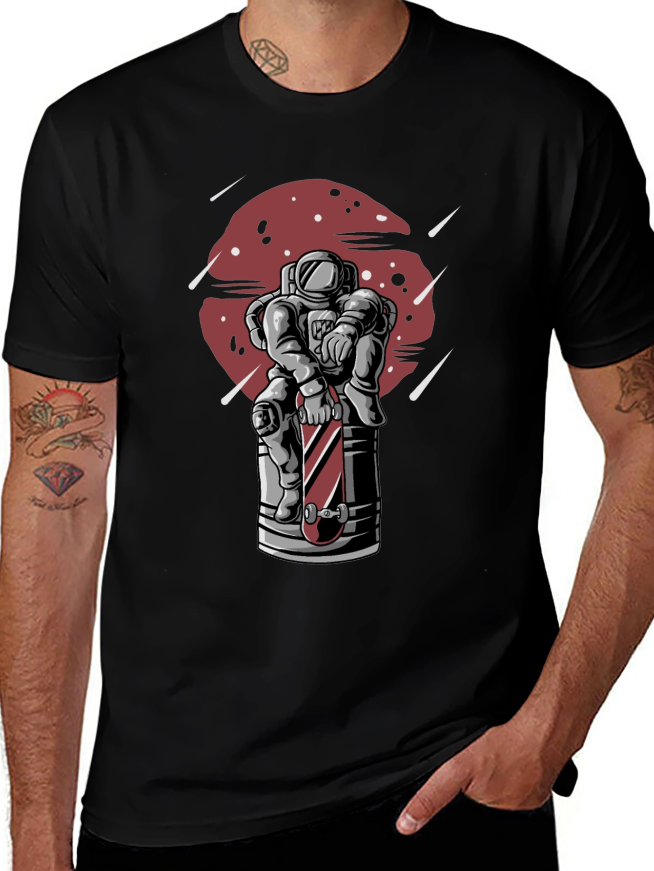 Astronaut Skateboard Graphic T-Shirt