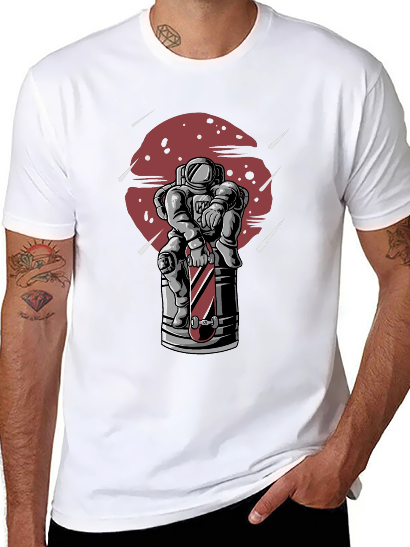 Astronaut Skateboard Graphic T-Shirt