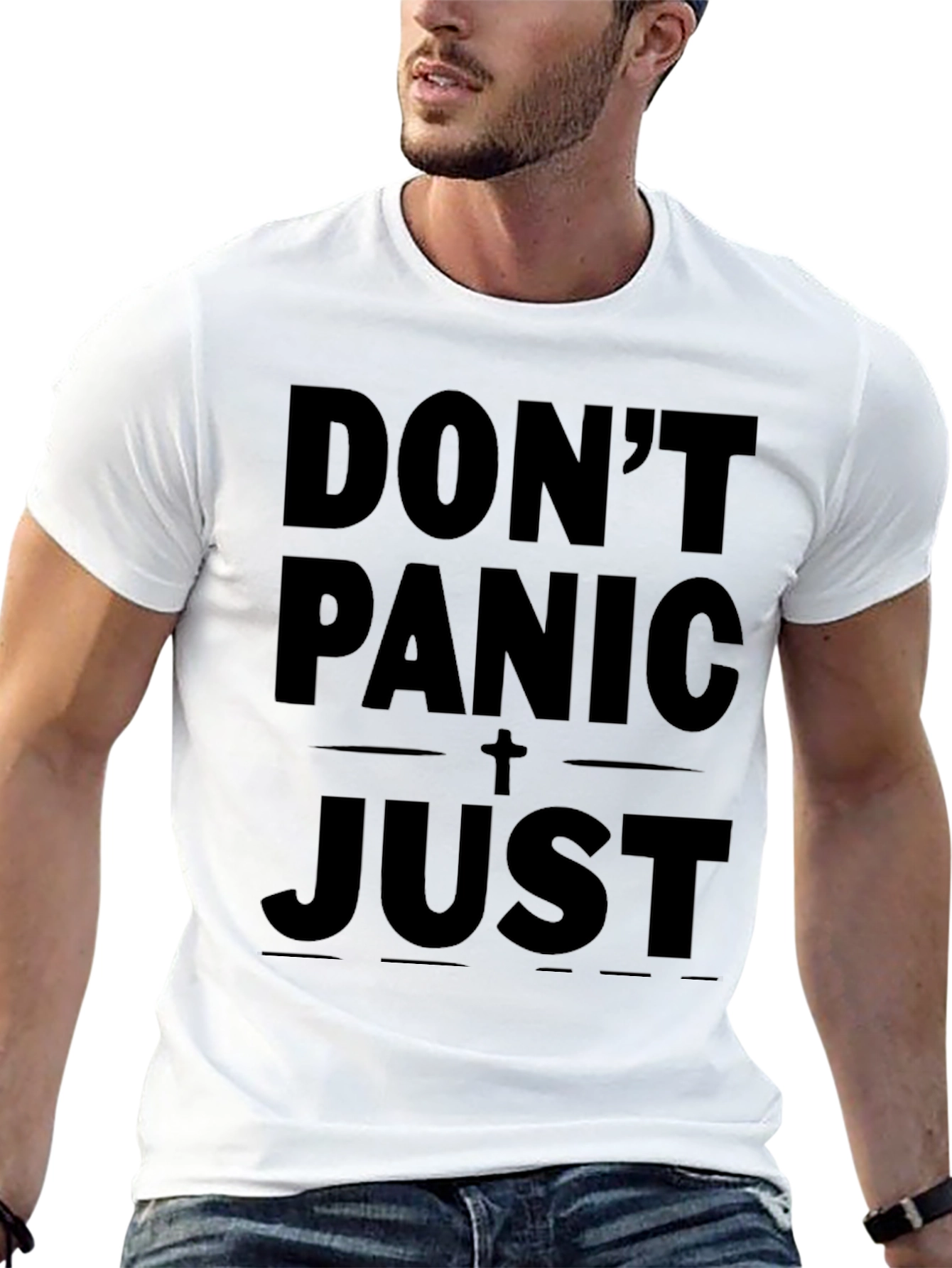 Dont Panic Just Pray Black Graphic Tee
