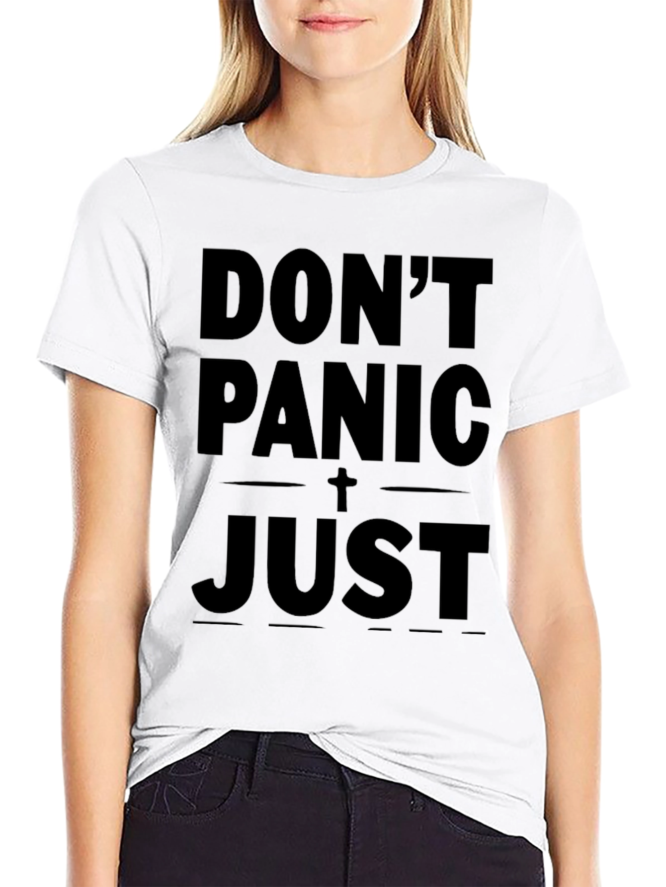 Dont Panic Just Pray Black Graphic Tee