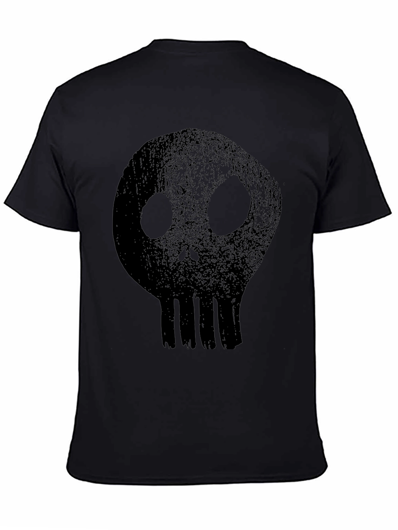Mens Black T-Shirt with Distressed Skull Graphic