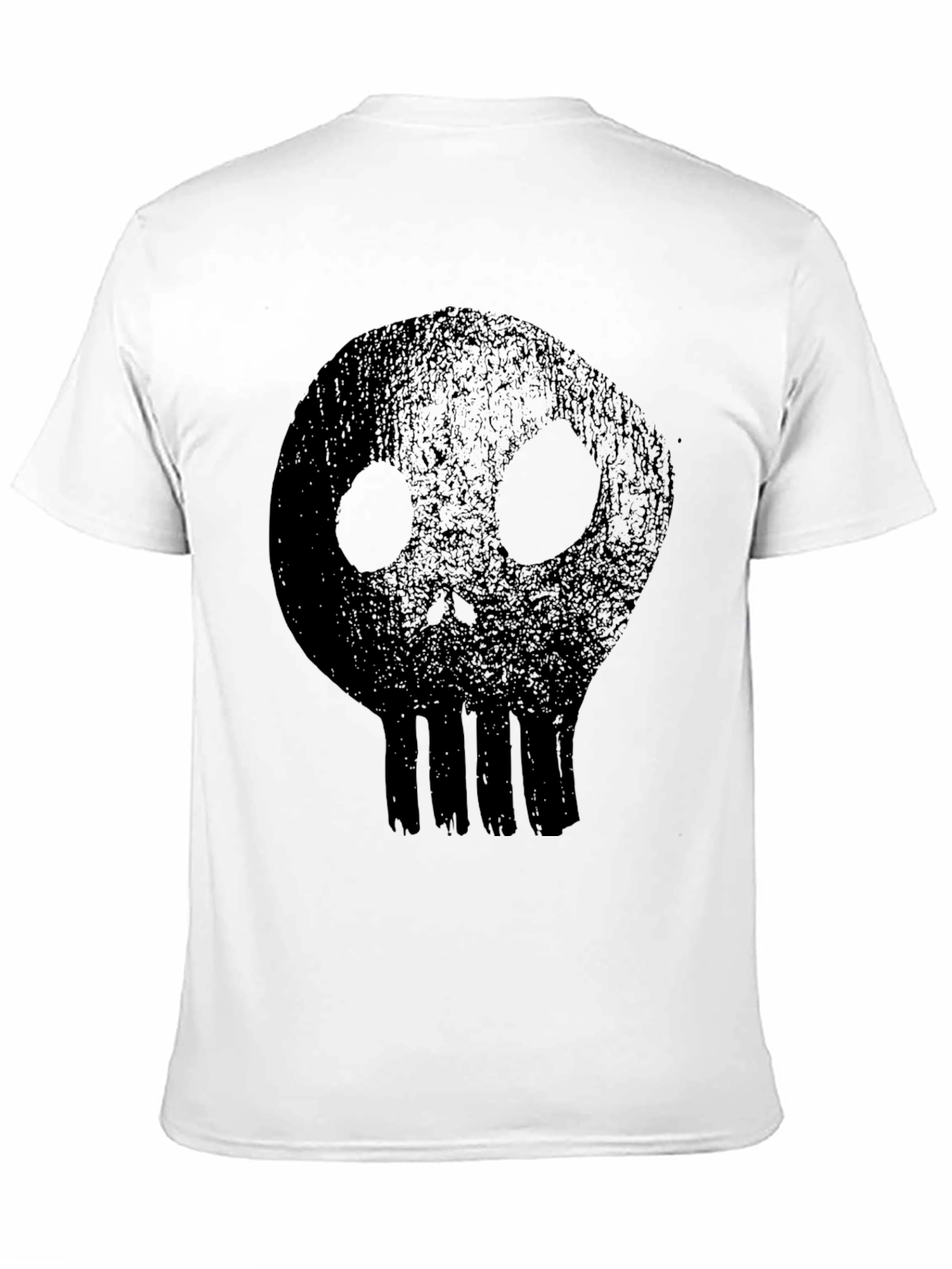 Mens Black T-Shirt with Distressed Skull Graphic