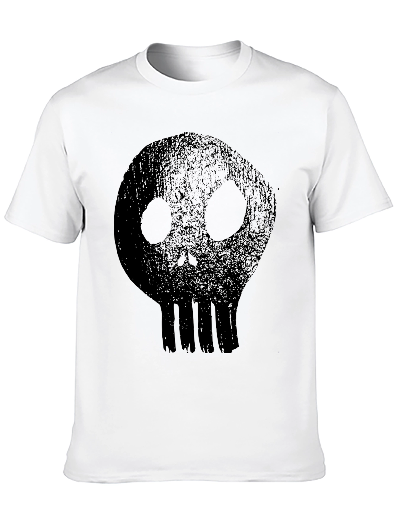 Mens Black T-Shirt with Distressed Skull Graphic