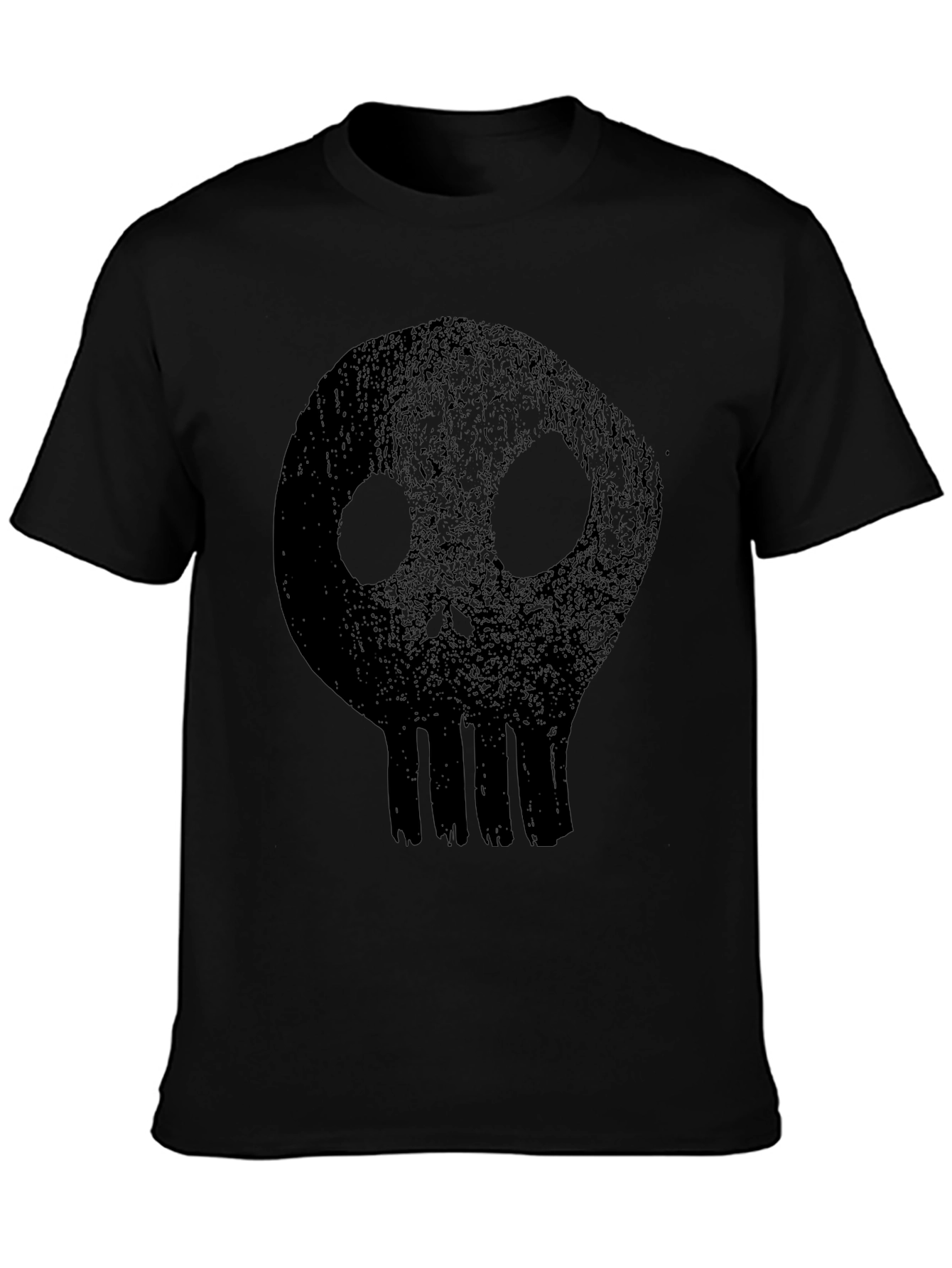 Mens Black T-Shirt with Distressed Skull Graphic