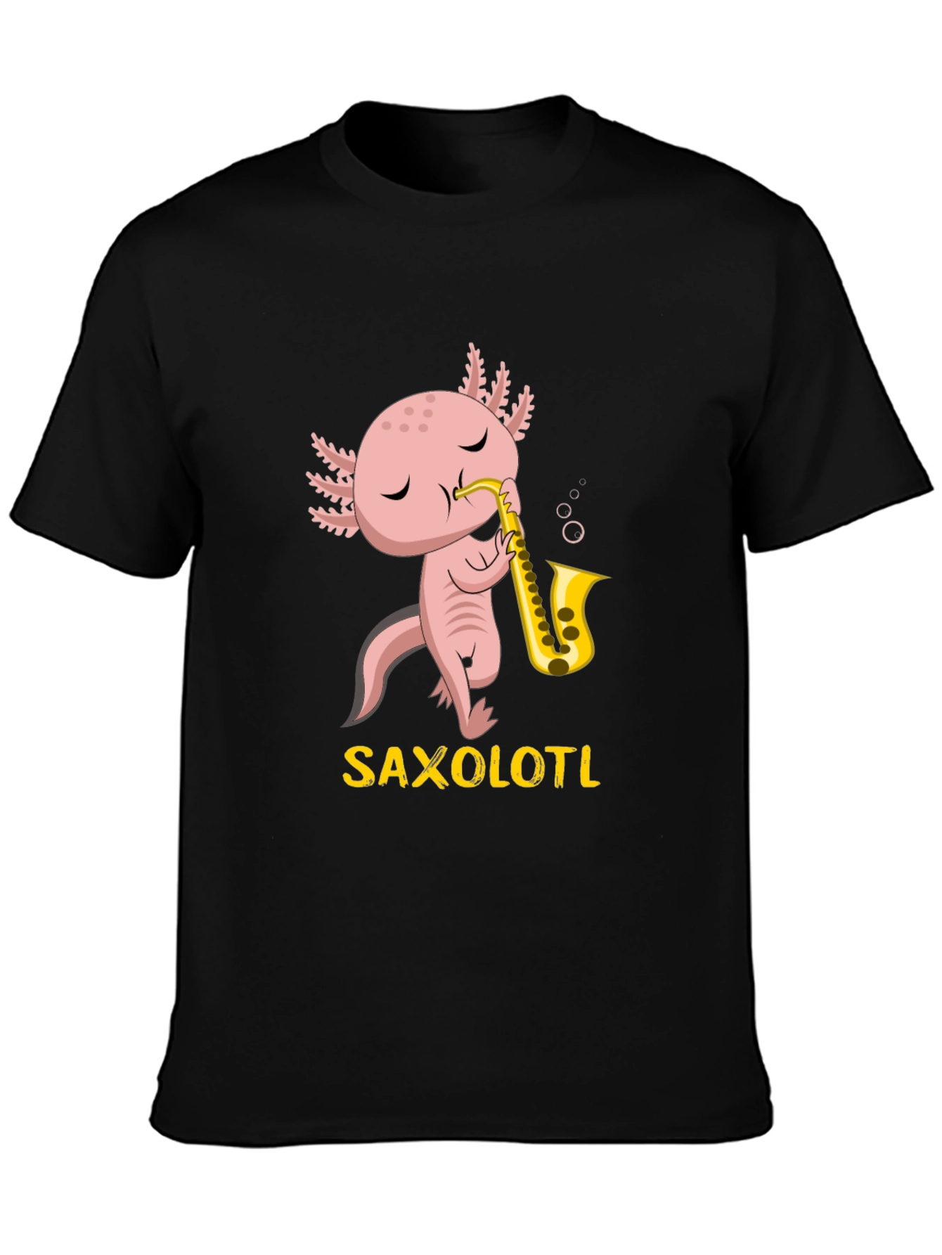 Saxolotl T-Shirt: Funny Axolotl Saxophone Player Tee