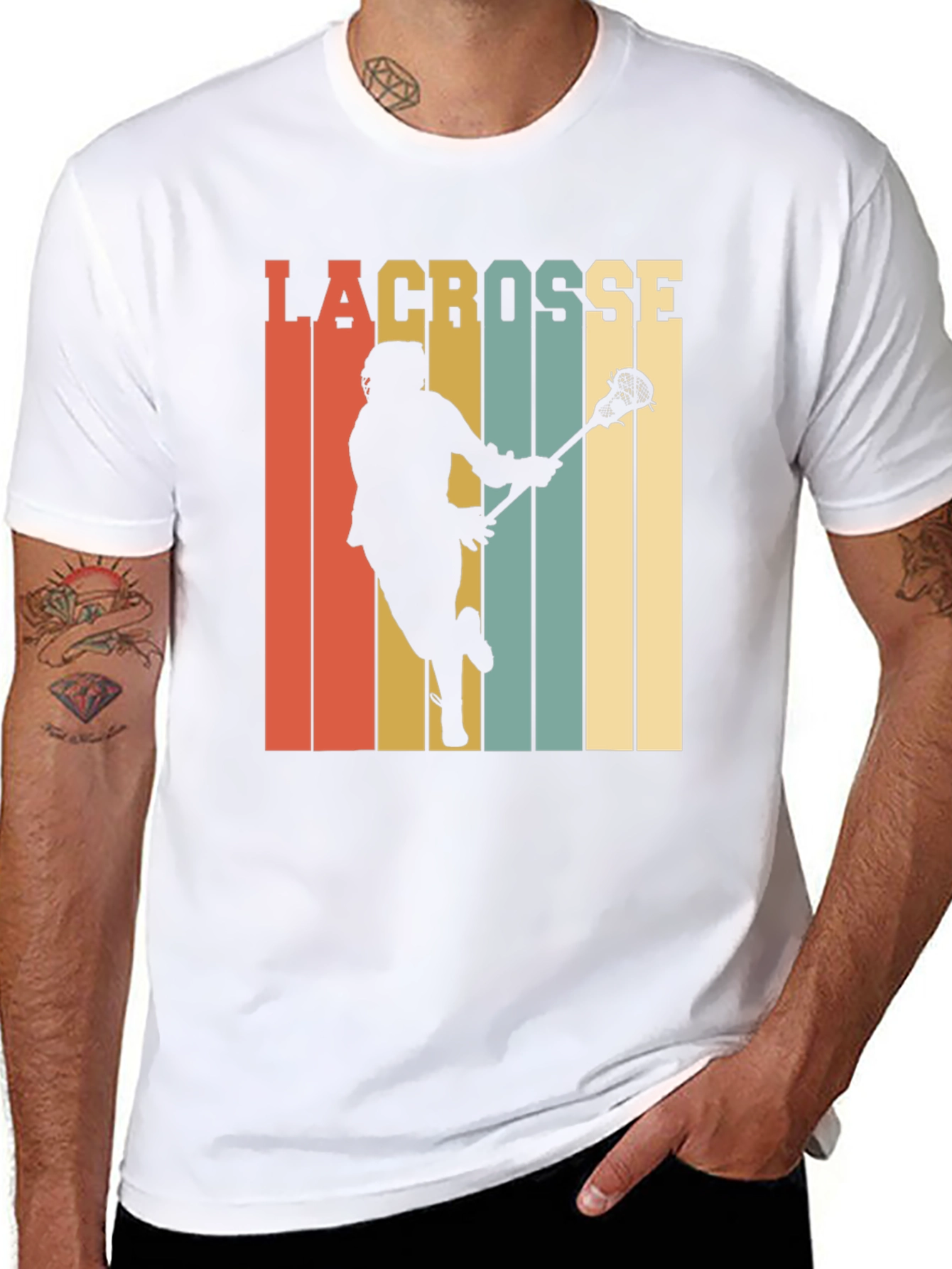 Retro Lacrosse Player Graphic Tee