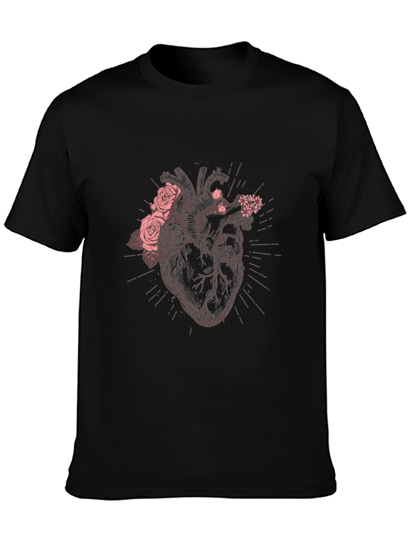 Floral Heart Graphic Tee - Unique Anatomical Design