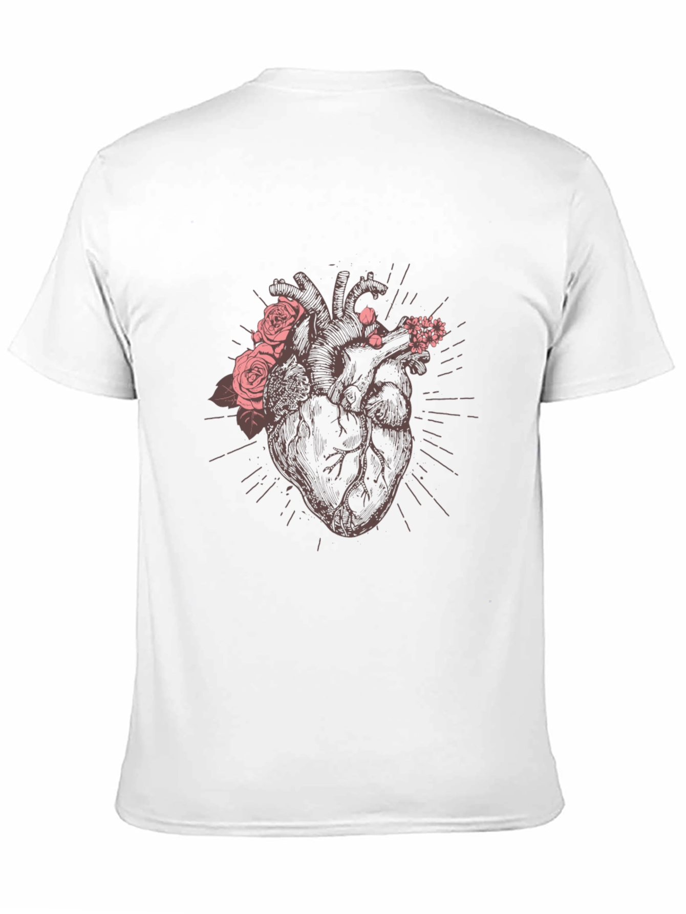 Floral Heart Graphic Tee - Unique Anatomical Design