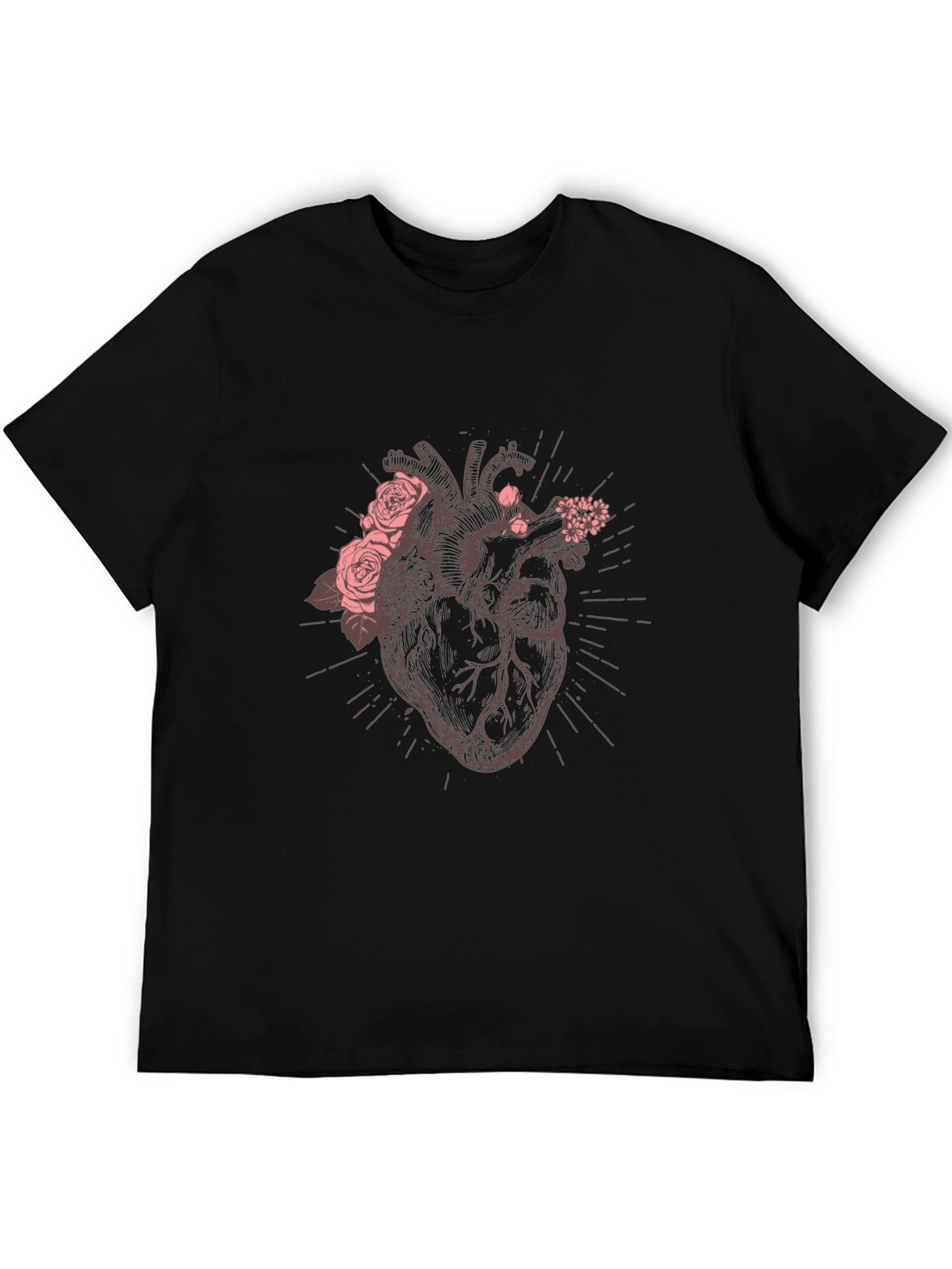 Floral Heart Graphic Tee - Unique Anatomical Design