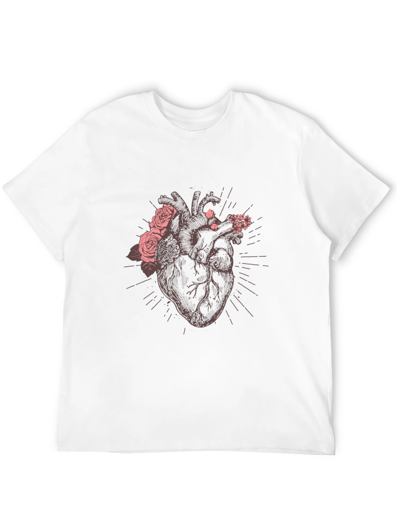 Floral Heart Graphic Tee - Unique Anatomical Design