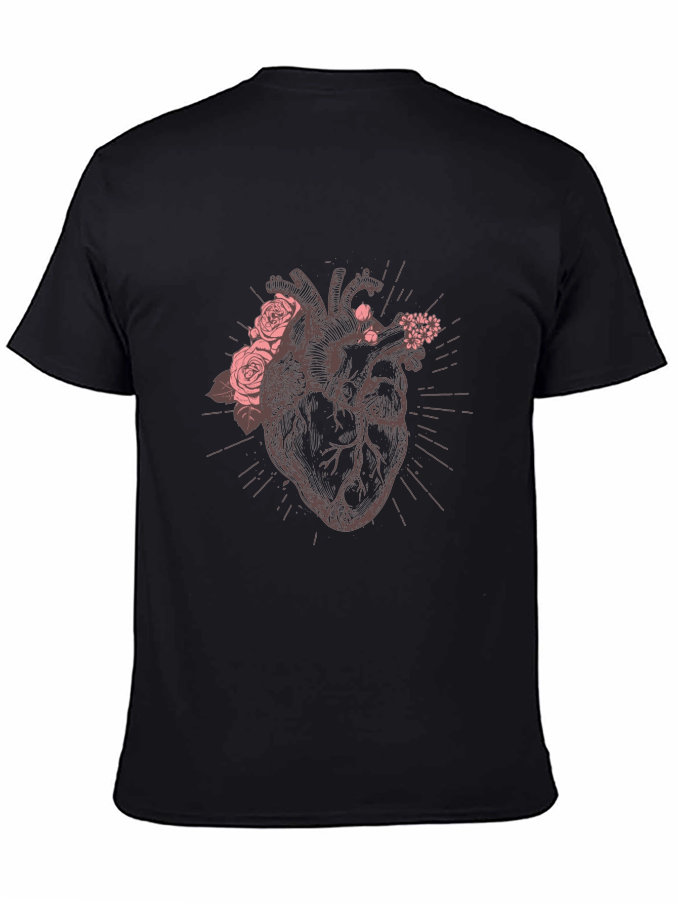 Floral Heart Graphic Tee - Unique Anatomical Design