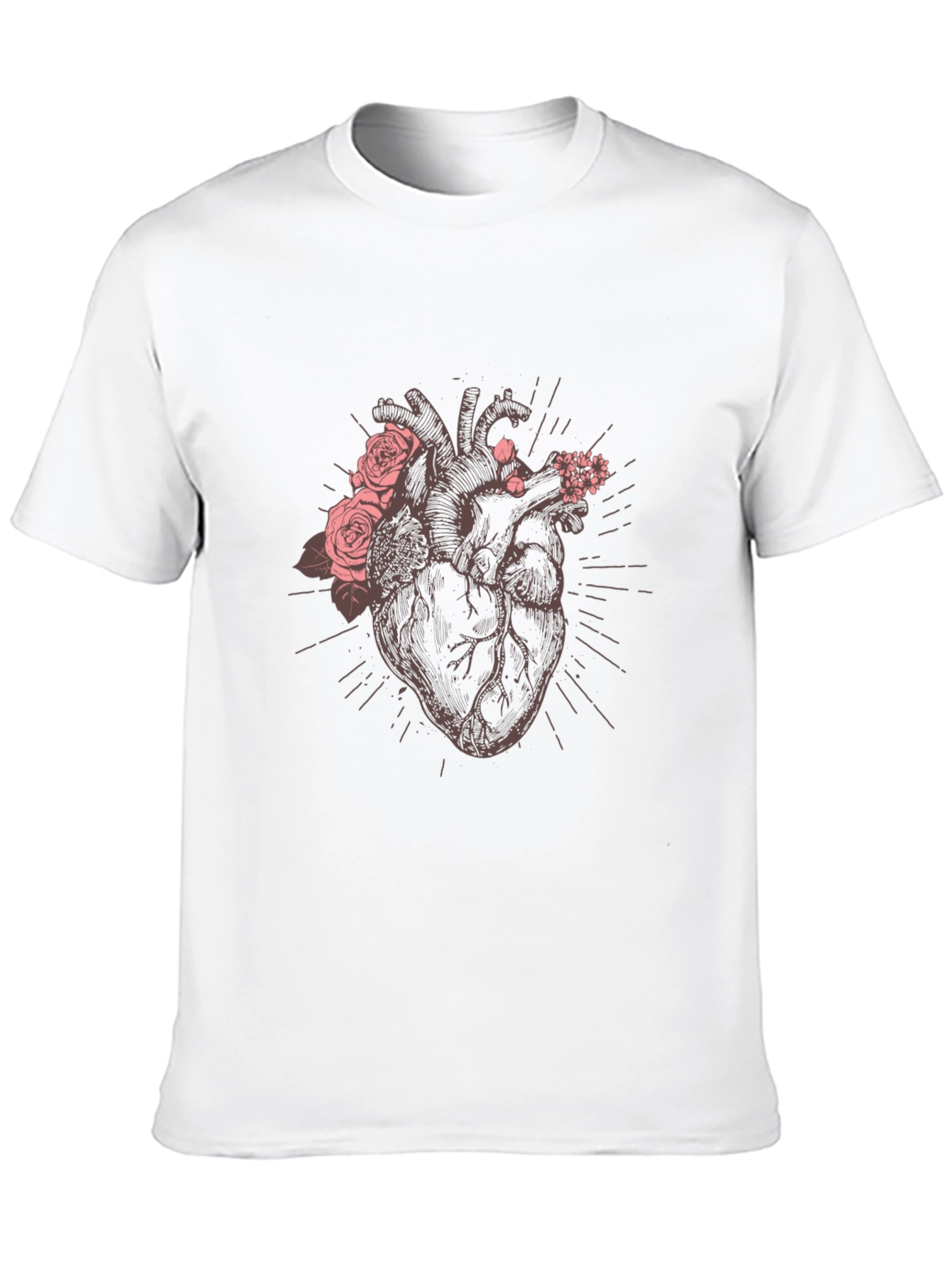 Floral Heart Graphic Tee - Unique Anatomical Design
