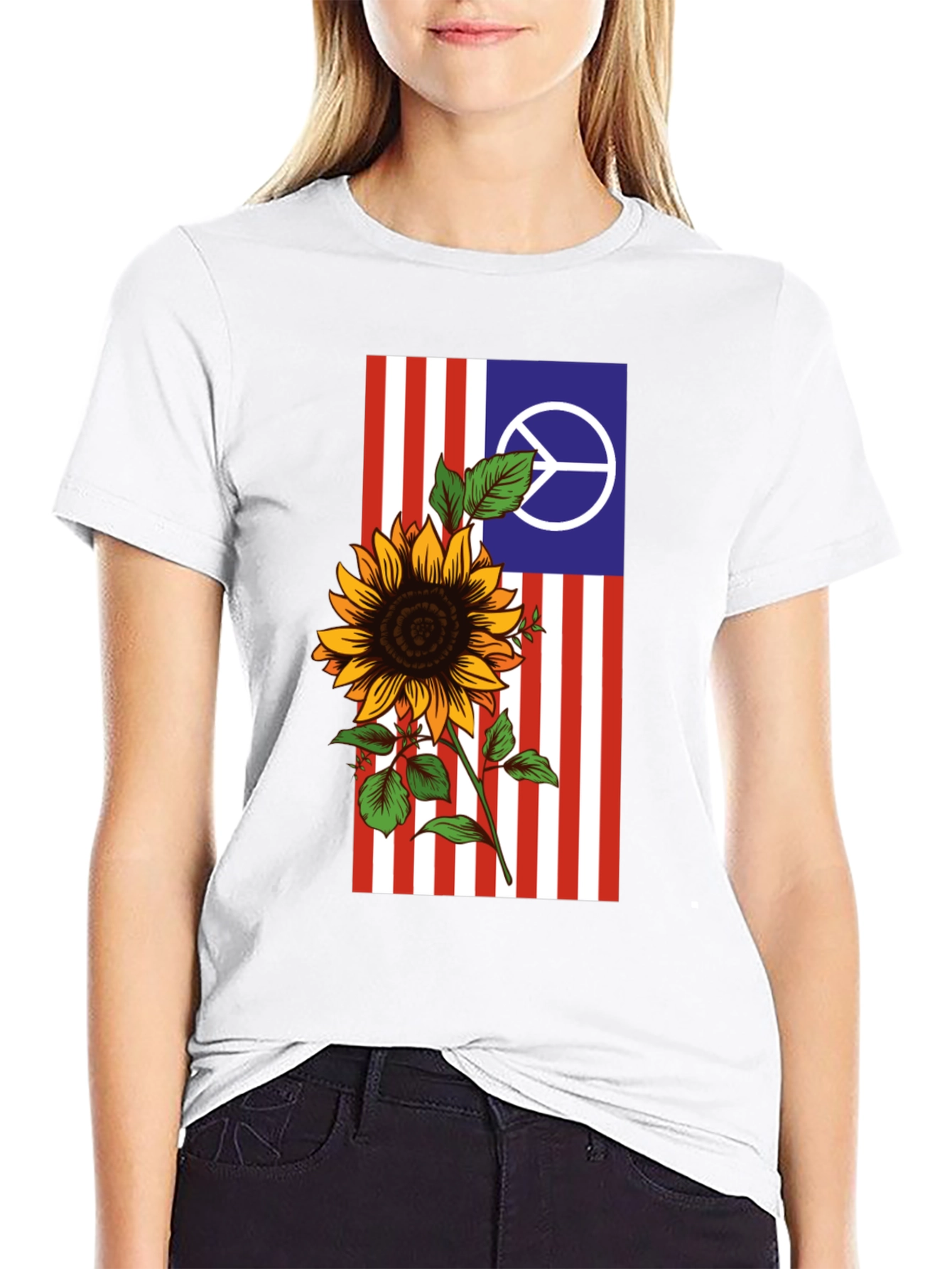 Peace Sunflower Graphic Tee