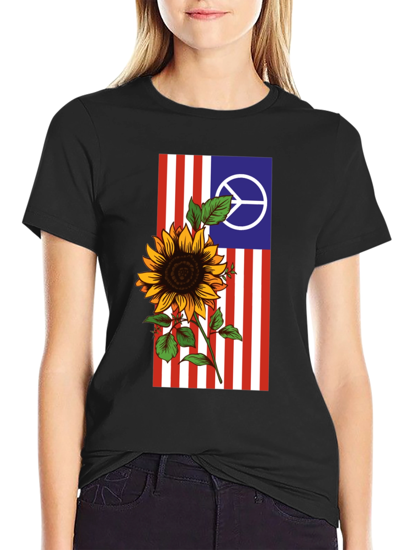 Peace Sunflower Graphic Tee