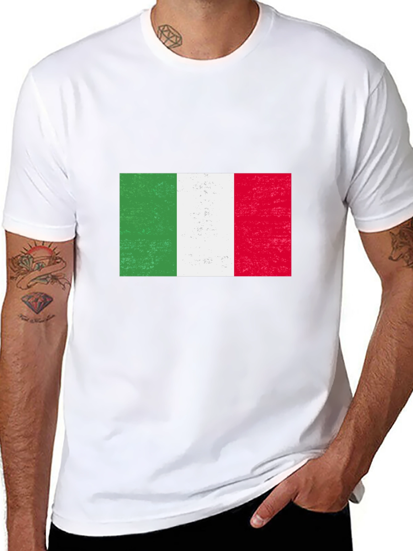 Italian Flag Graphic Tee - Black