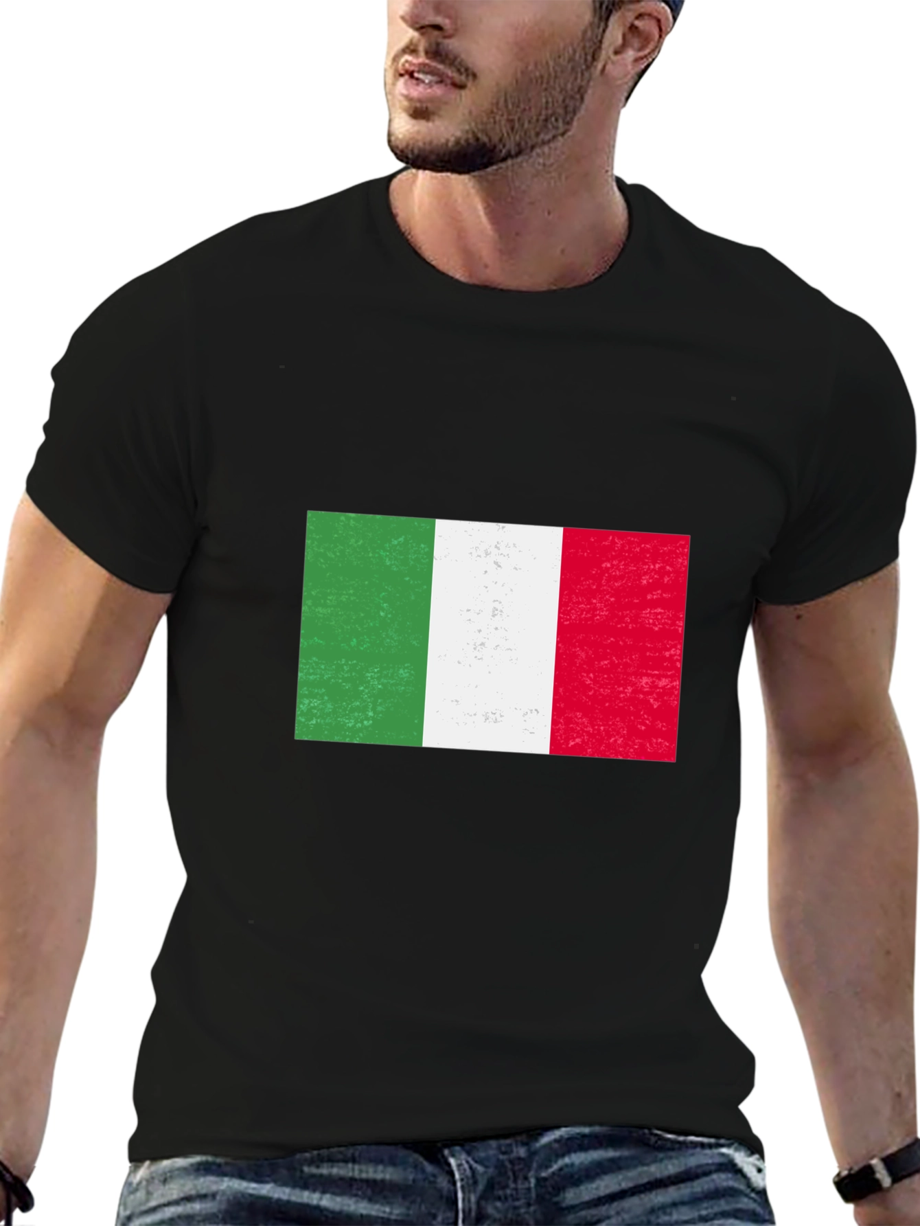 Italian Flag Graphic Tee - Black